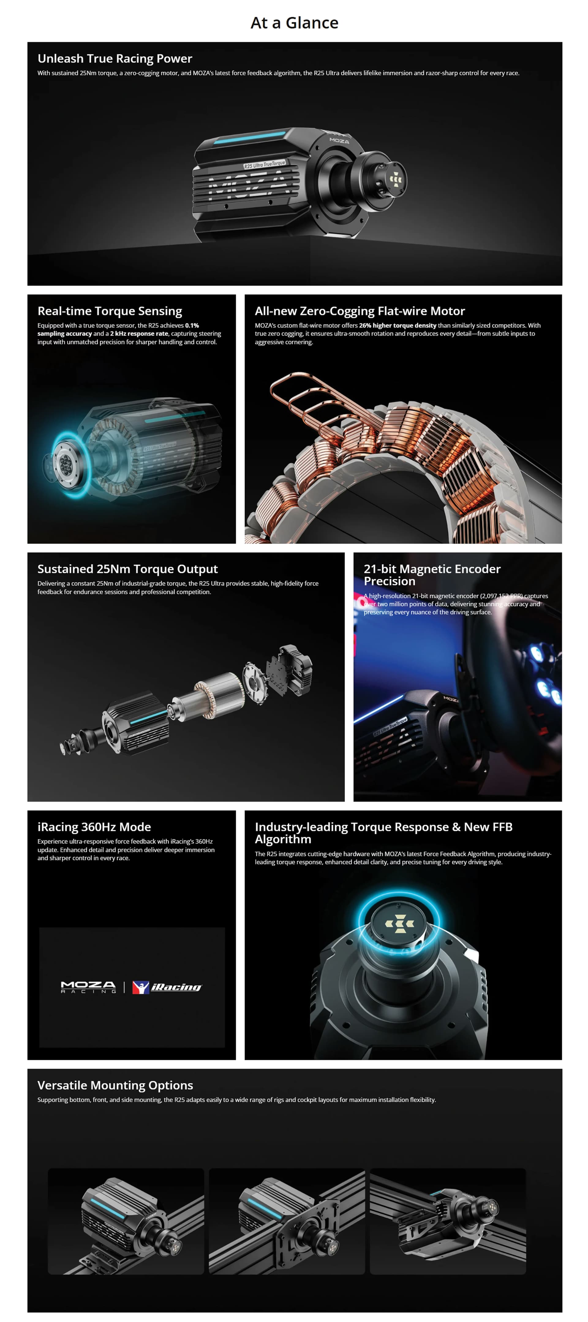 MOZA R25 Ultra 25Nm Direct Drive Wheel Base PRODUCT DESCRIPTION IMAGE