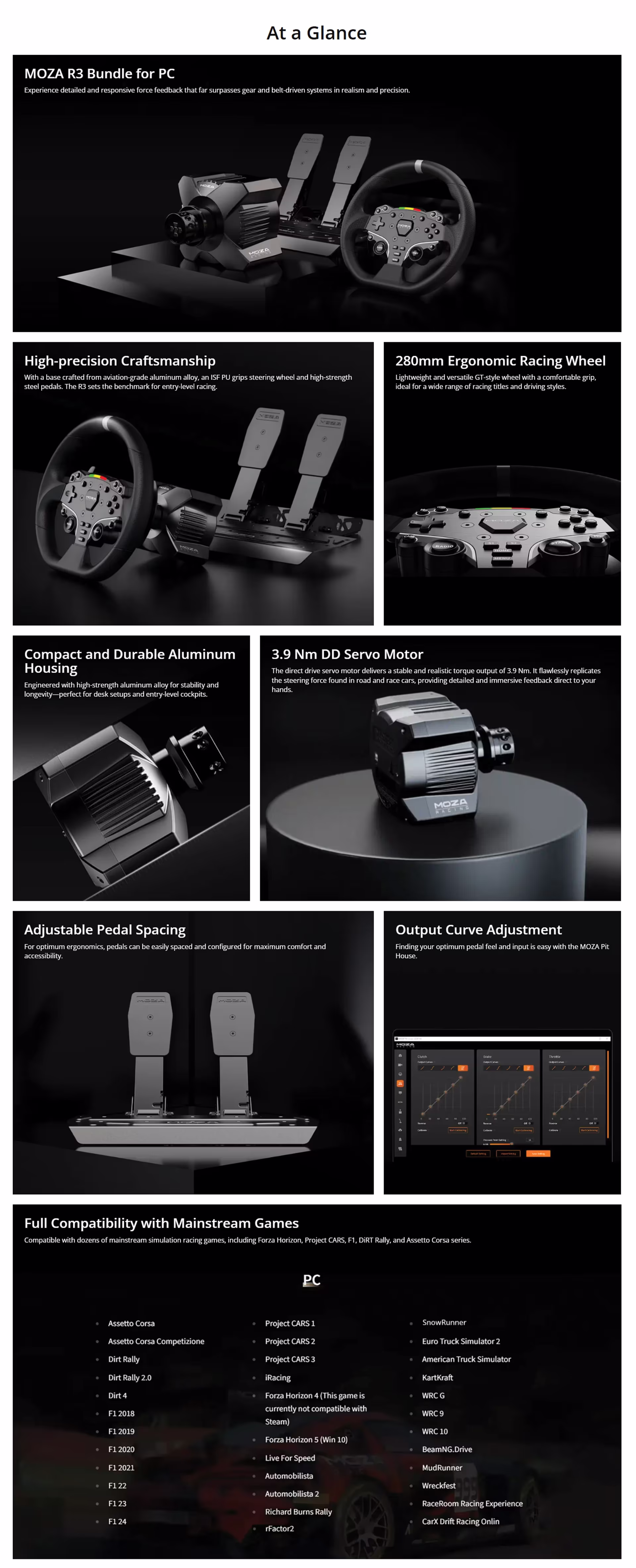 MOZARACINGR3RS074RACINGWHEELWITHPEDALSFORPCKITDIRECTDRIVE3.9NMFORCEFEEDBACKESWHEELSRPLITEPEDALS6973137270711UAEOBT