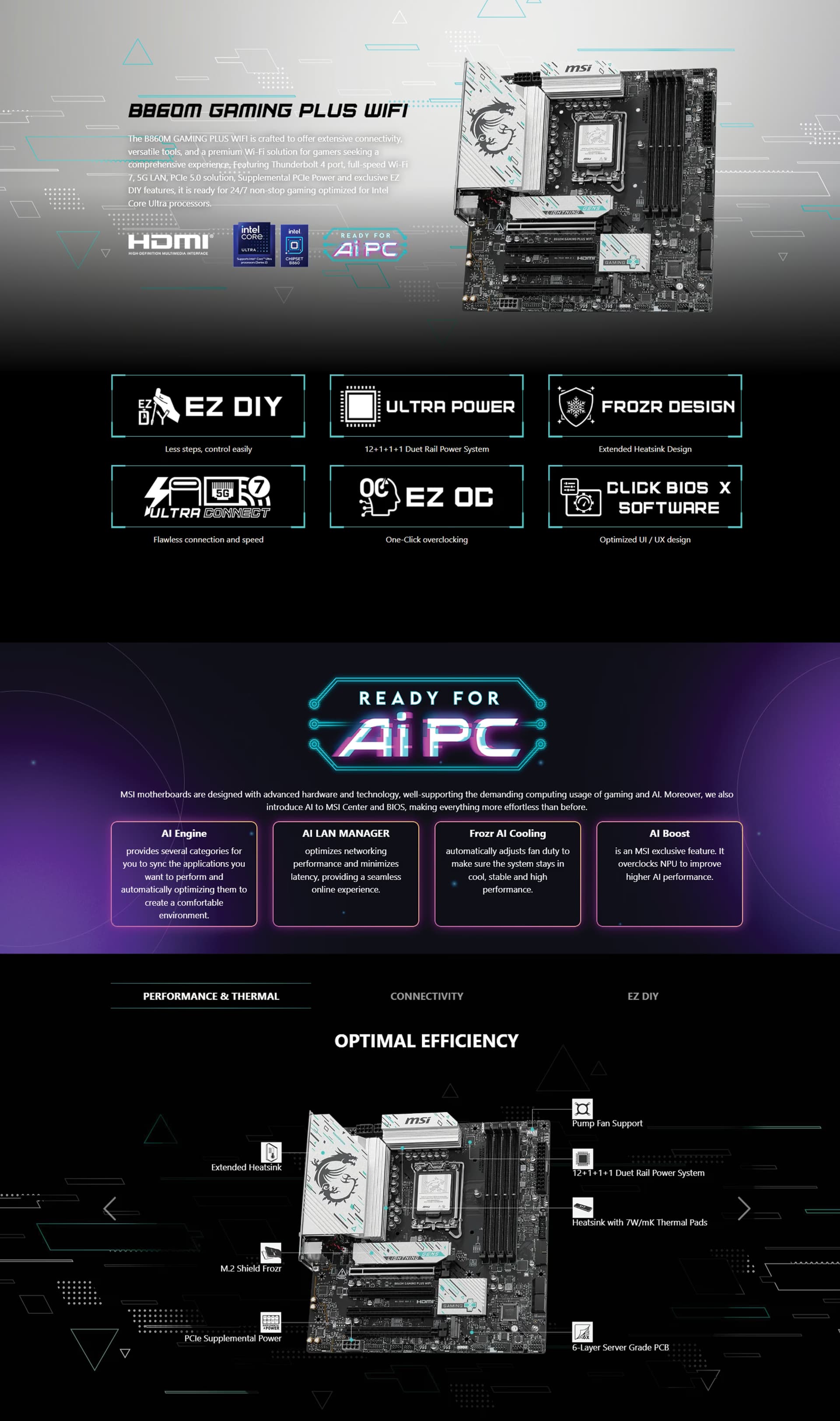 MSI B860M GAMING PLUS WIFI LGA 1851 mATX Motherboard OVERVIEW IMAGE