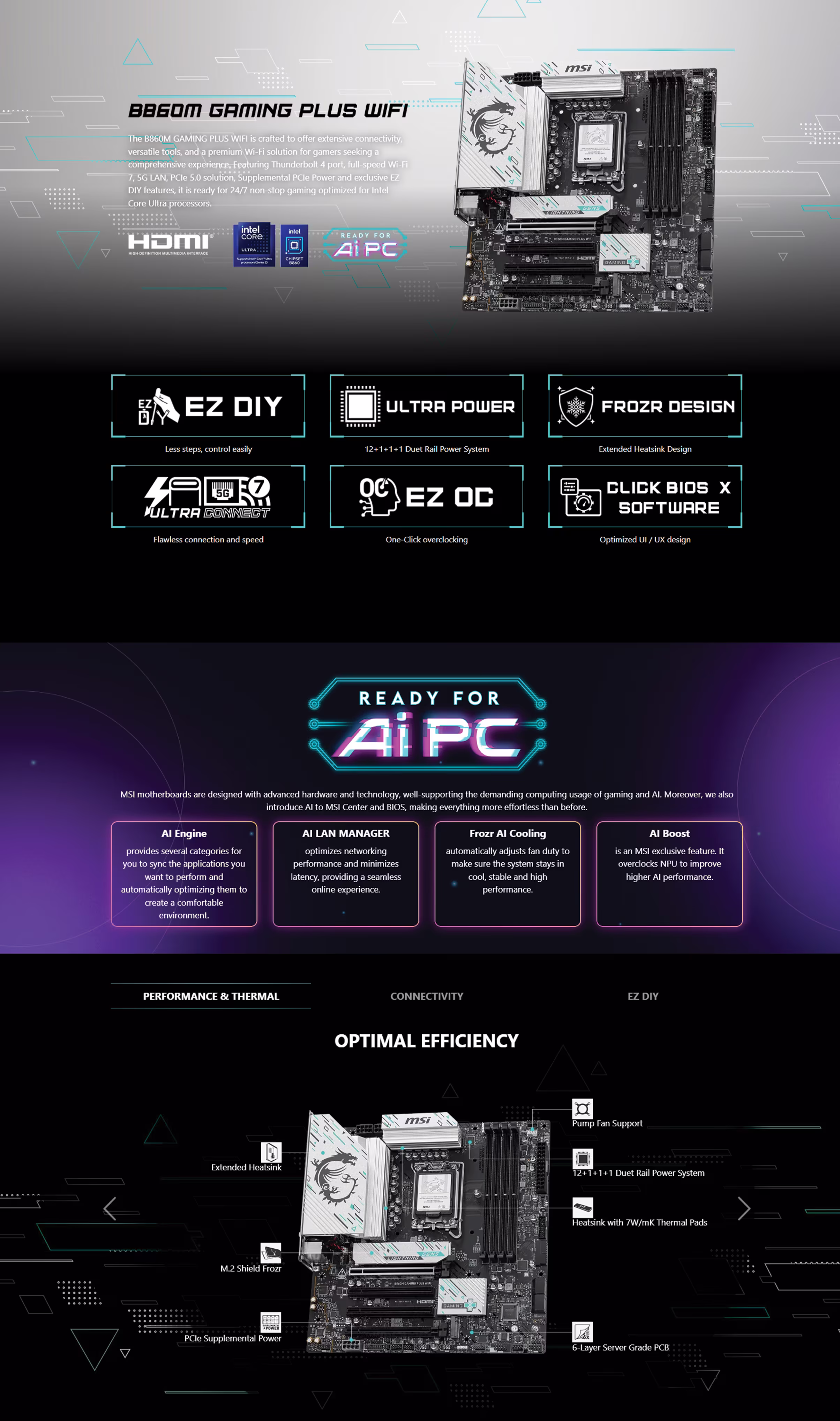 MSI B860M GAMING PLUS WIFI LGA 1851 mATX Motherboard OVERVIEW IMAGE