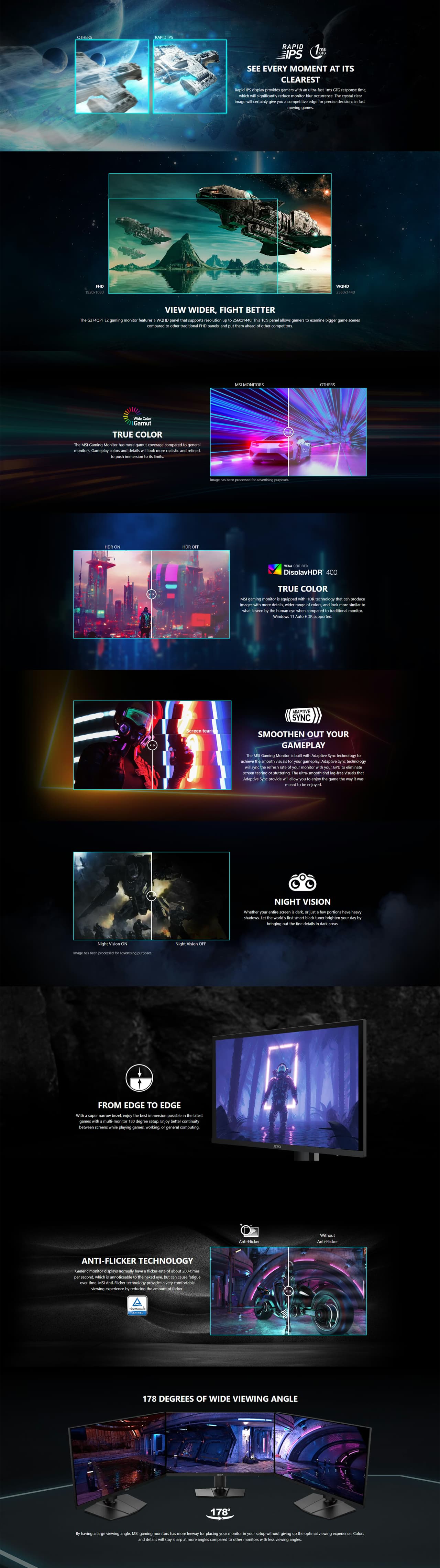 MSI G274QPF-E2 Gaming Monitor, 27 2560x1440