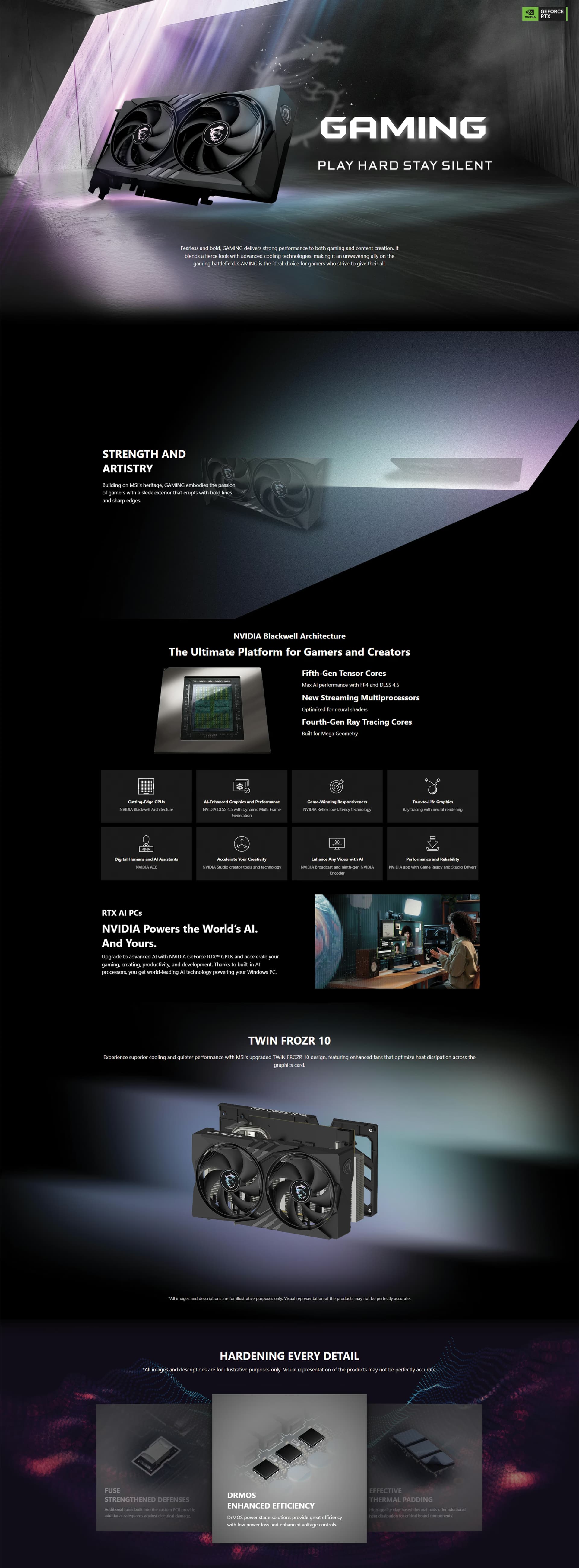 MSI GeForce RTX 5050 Gaming OC Edition 8GB GDDR6 Twin Frozr 10 dual fan black Blackwell gaming graphics card DLSS 4 factory overclocked 912-V538-009