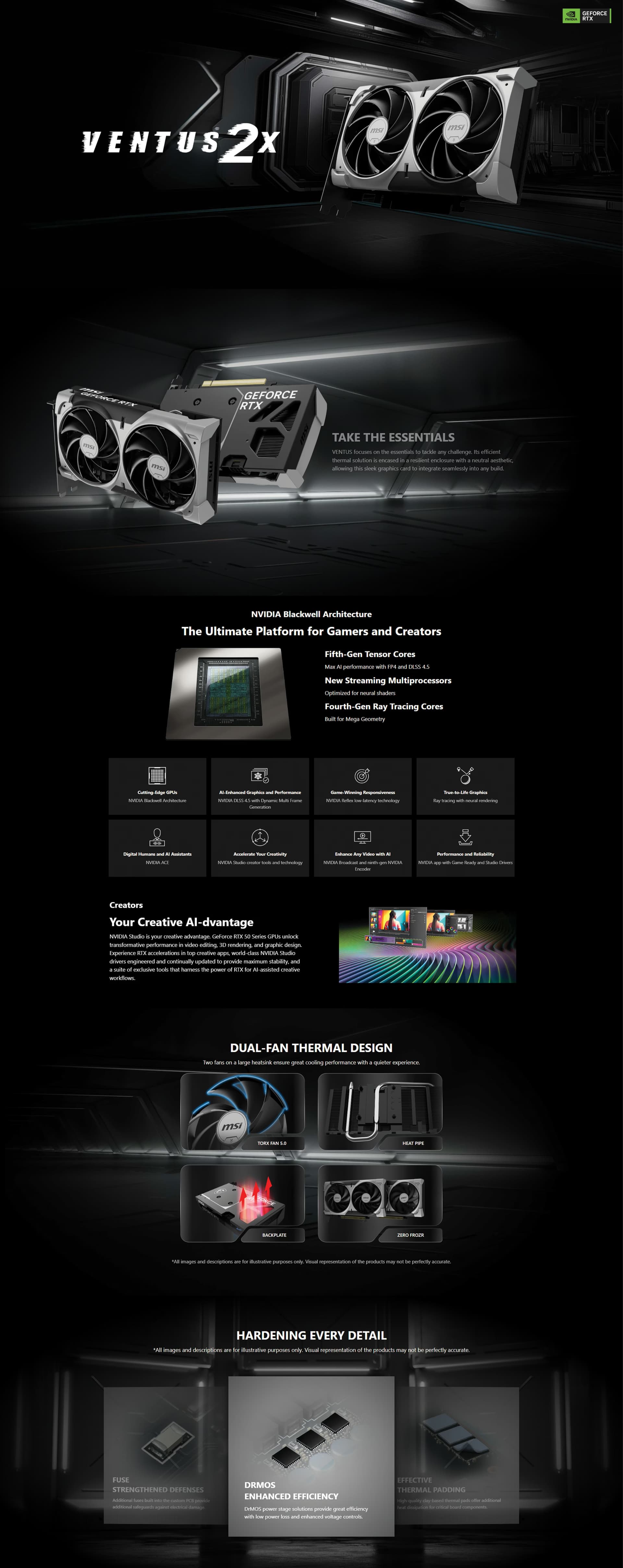 MSI GeForce RTX 5050 Ventus 2X OC 8GB GDDR6 dual fan TORX Fan 5.0 black compact Blackwell gaming graphics card DLSS 4 factory overclocked 912-V538-010