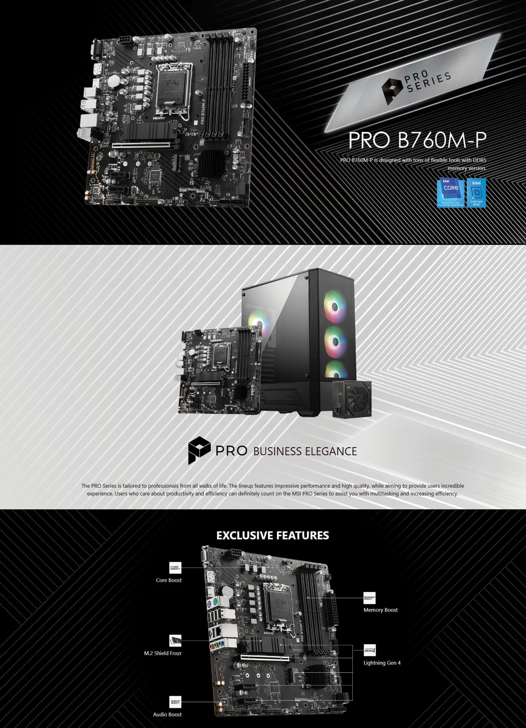 MSI PRO B760M-P Intel LGA 1700 mATX Motherboard OVERVIEW IMAGE