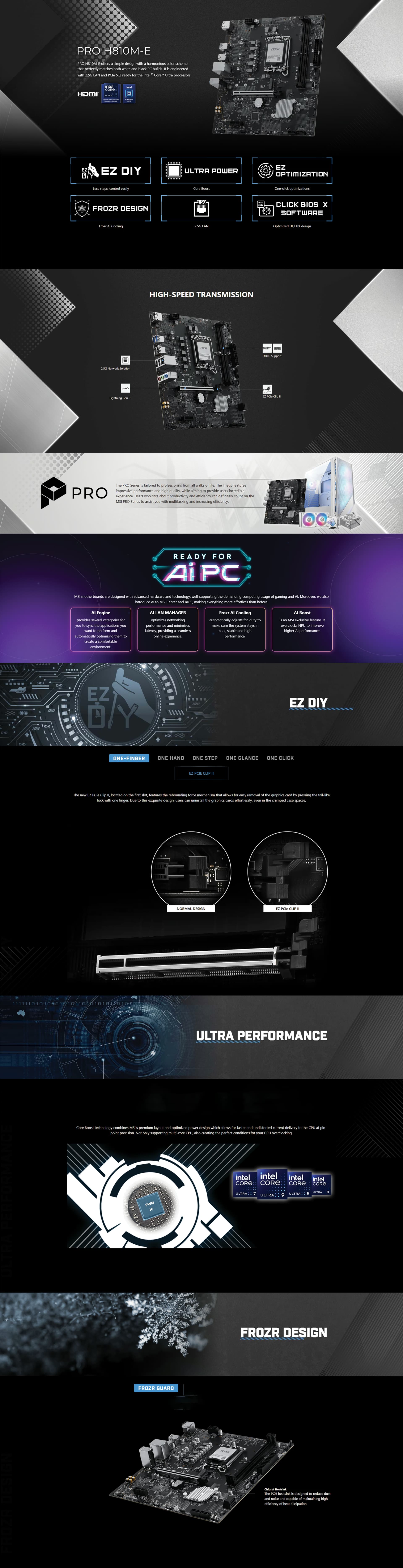 MSI PRO H810M-E dual slot DDR5 memory configuration close up detail
