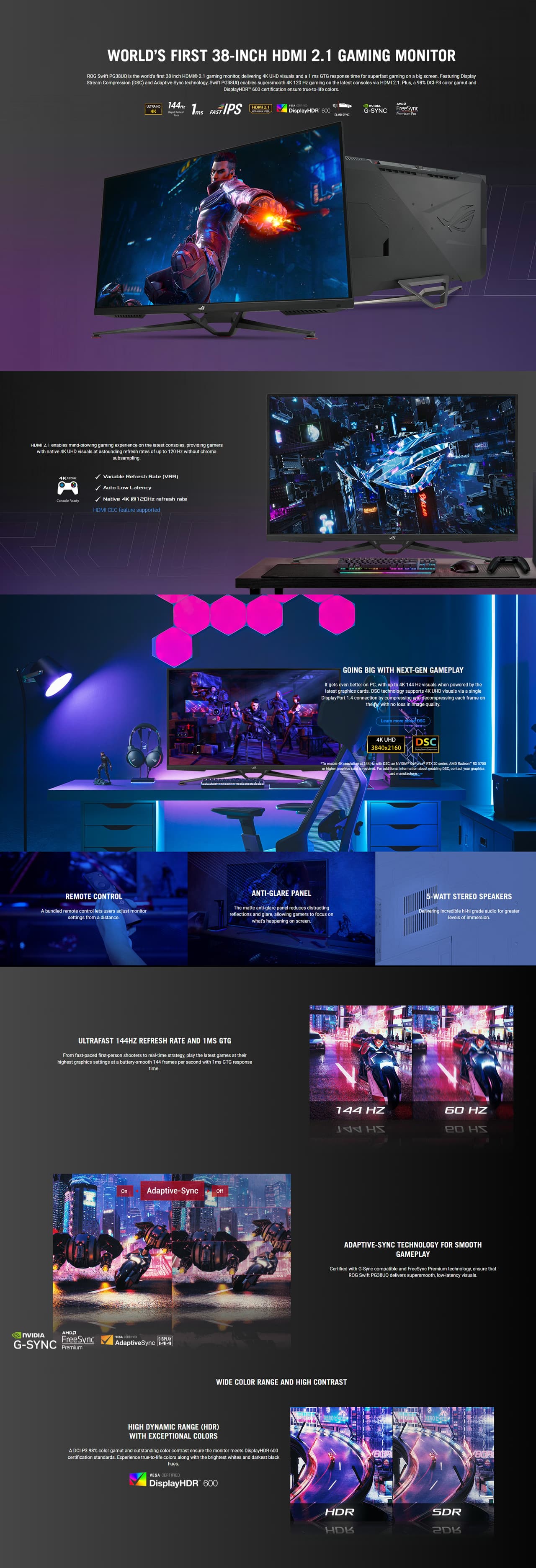 ROG Swift PG38UQ 38 4K 144Hz Gaming Monitor