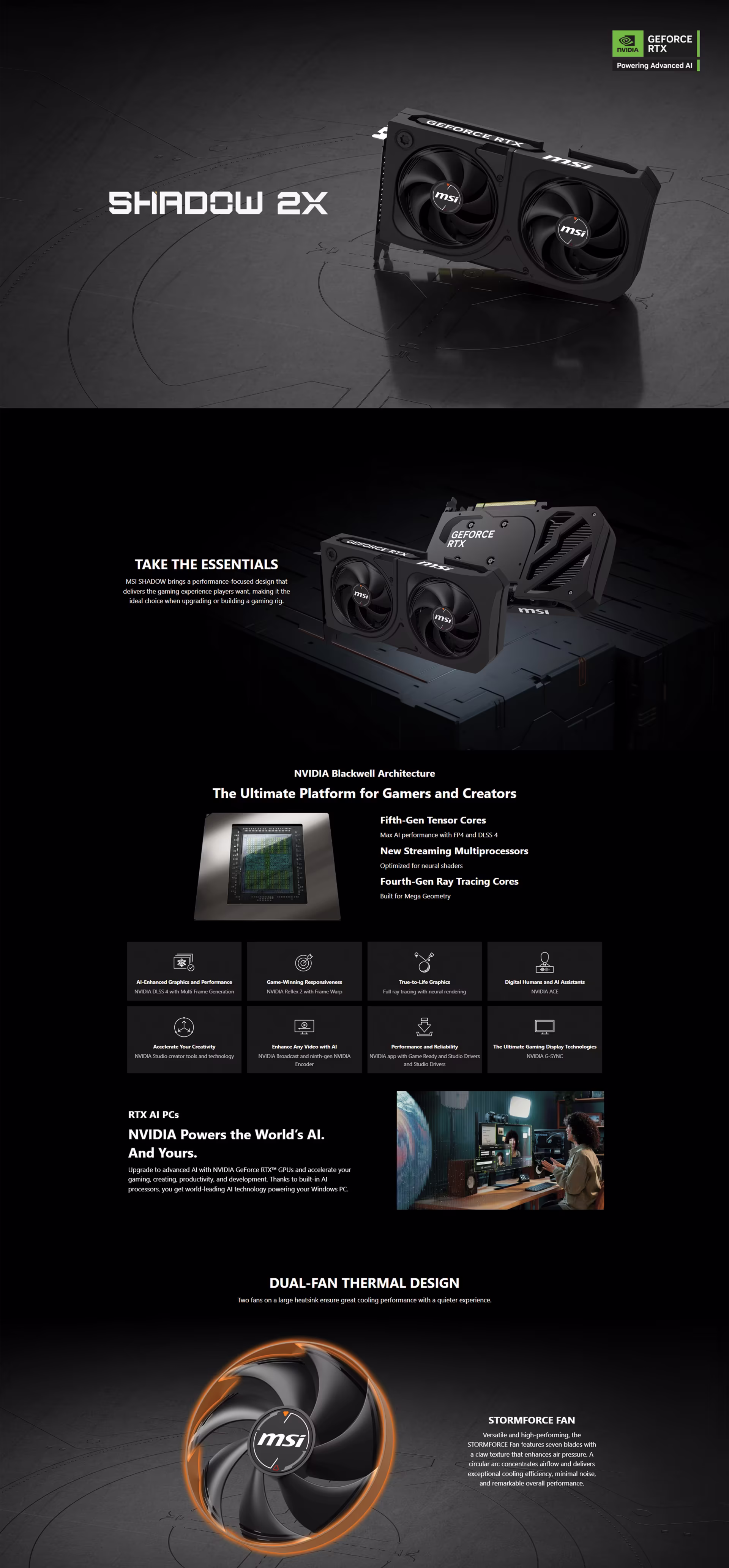 The MSI GeForce RTX 5060 Ti SHADOW 2X OC PLUS PRODUCT OVERVIEW IMAGE