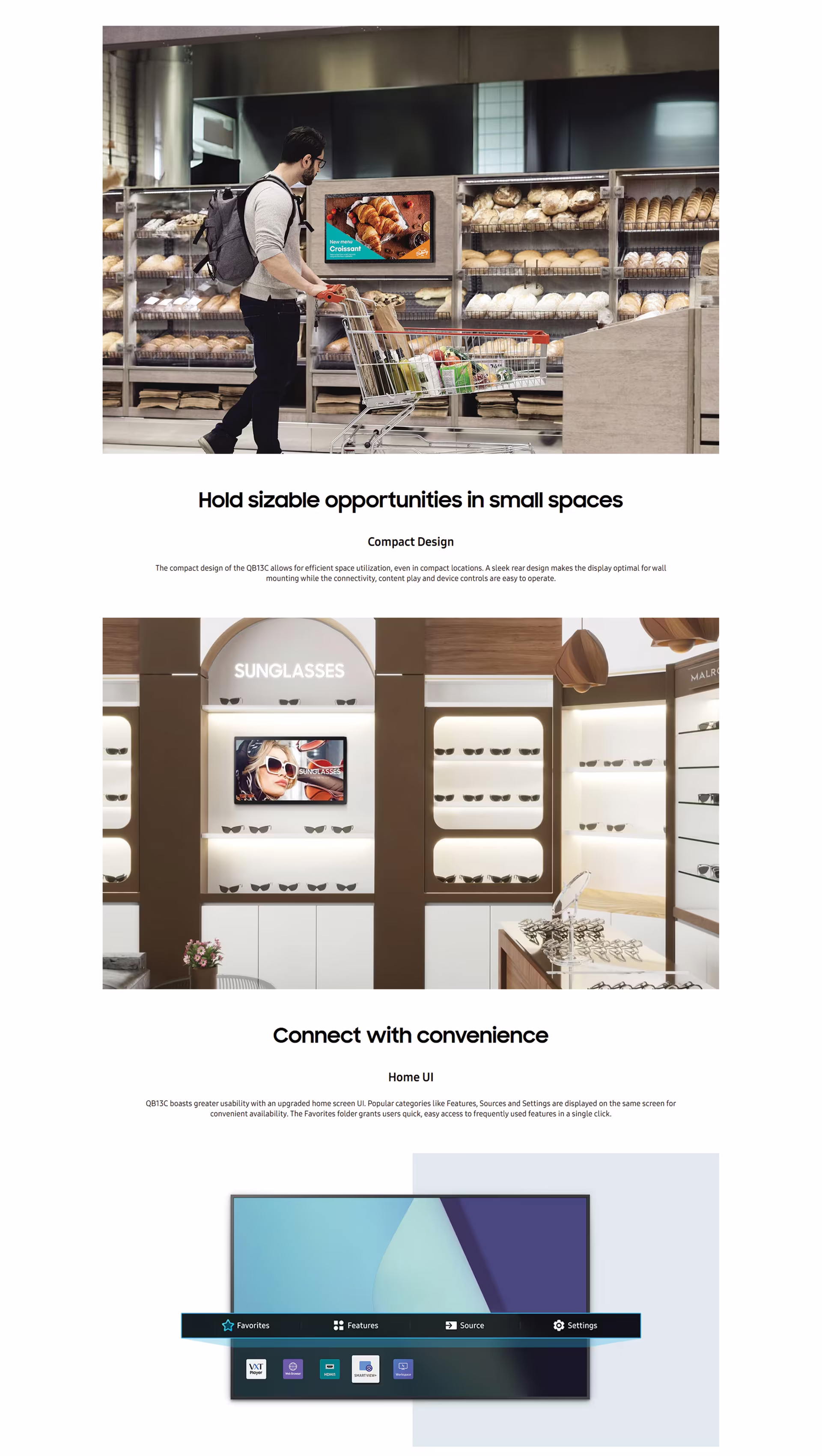 The Samsung QB24C mounted outside a meeting room acting as a digital scheduling assistant.