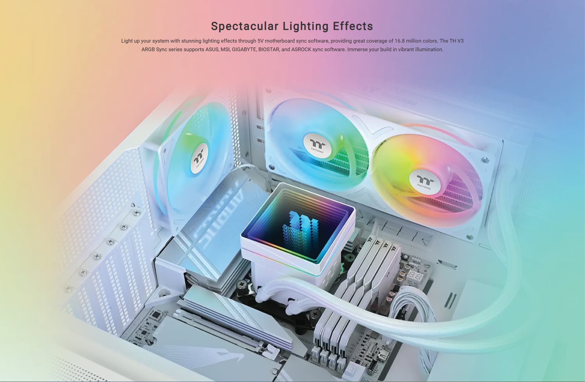 Thermaltake TH240 V3 ARGB Sync Snow Edition AIO Liquid CPU Cooler PRODUCT OVERVIEW IMAGE