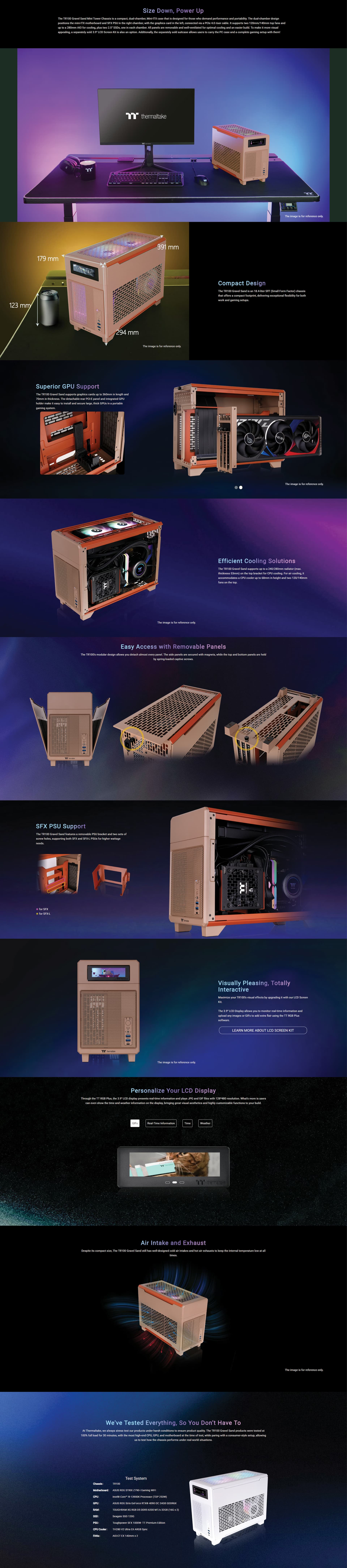 Thermaltake TR100 Mini-ITX compact PC case SPCC steel gravel sand textured finish small form factor gaming chassis CA-11A-00SGNN-00