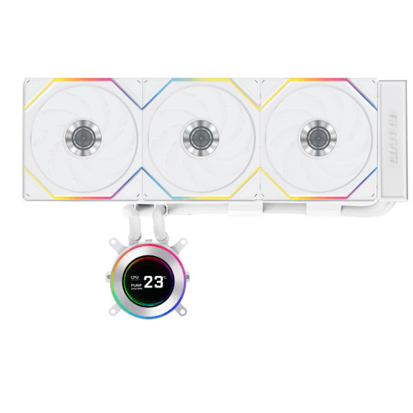Lian Li Hydroshift II LCD-C 360TL White 360mm AIO Liquid Cooler, 3x UNI FAN TL Wireless, 2.1??? IPS 60Hz LCD screen, Three control modes, Hidden cable design, Side-mounted water tubes | GHS2LCD36TW – Buy Online