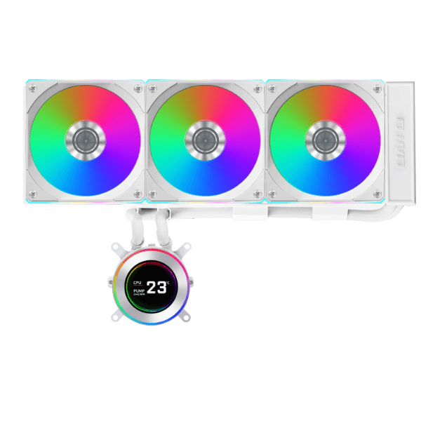 Lian Li Hydroshift II LCD-C 360CL White 360mm AIO Liquid Cooler, 3x UNI FAN CL Wireless, 2.1 Inch IPS 60Hz LCD screen, Three control modes, Hidden cable design, Side-mounted water tubes | GHS2LCD36RW – Buy Online
