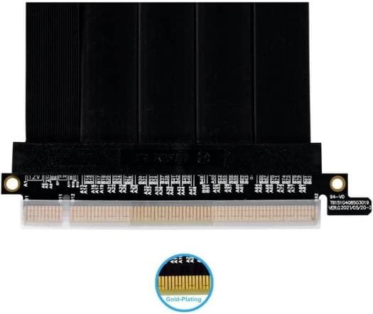 Lian Li Premium PCI-E 16X 4.0 Black Extender Riser Cable, Support Transfer Rates of 16GT/s Bit Rate, Double The Bandwidth of PCIe 3.0, 900mm Cable Length, Black | PW-PCIV-4-90X - product view 3 of 4