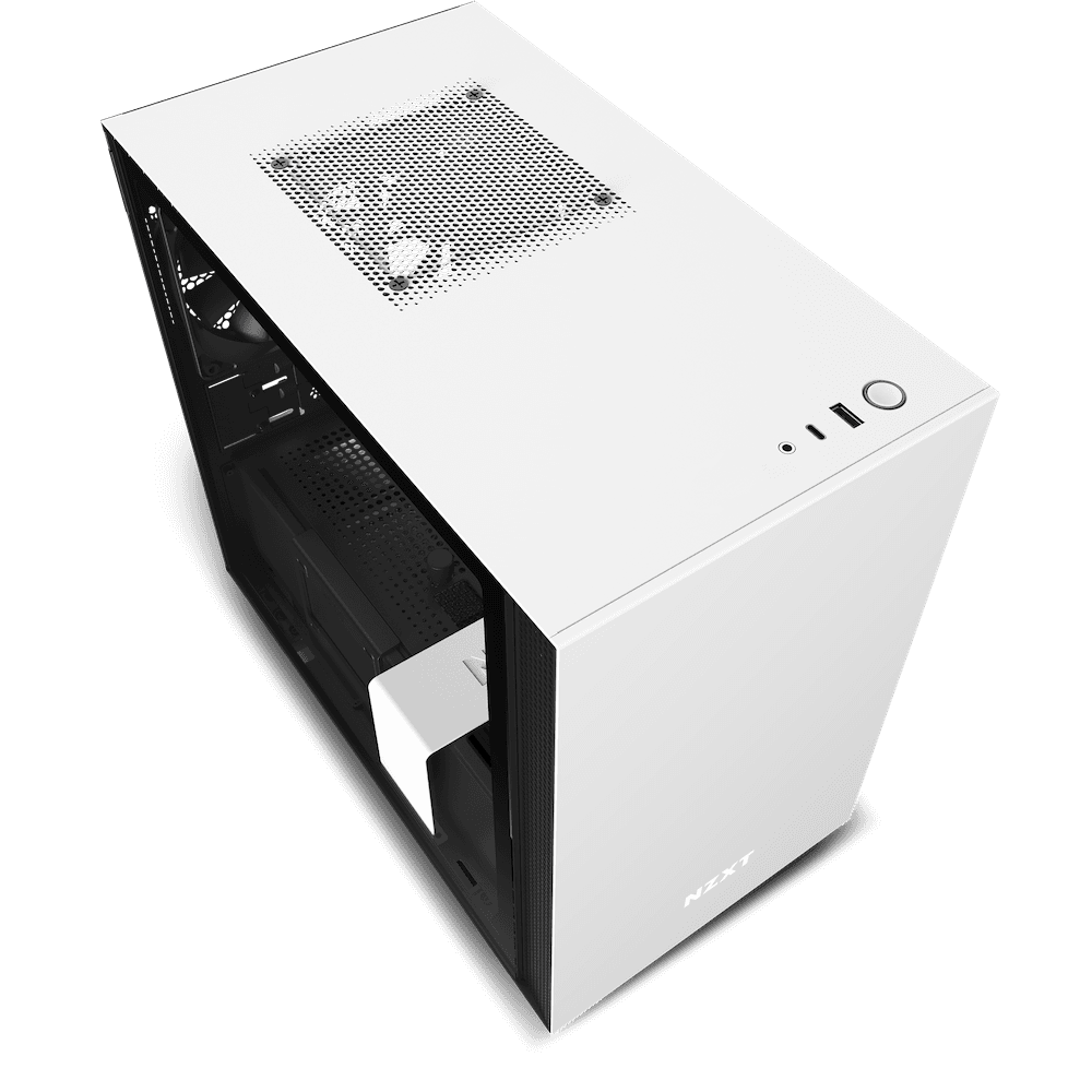 NZXT NZXT H210i Mini-ITX PC Gaming Case Front I/O USB Type-C Port Tempered Glass Side Panel Cable Management Water-Cooling Ready Integrated RGB Lighting Steel Construction - Black White | CA-H210i-W1 - product view 2 of 4