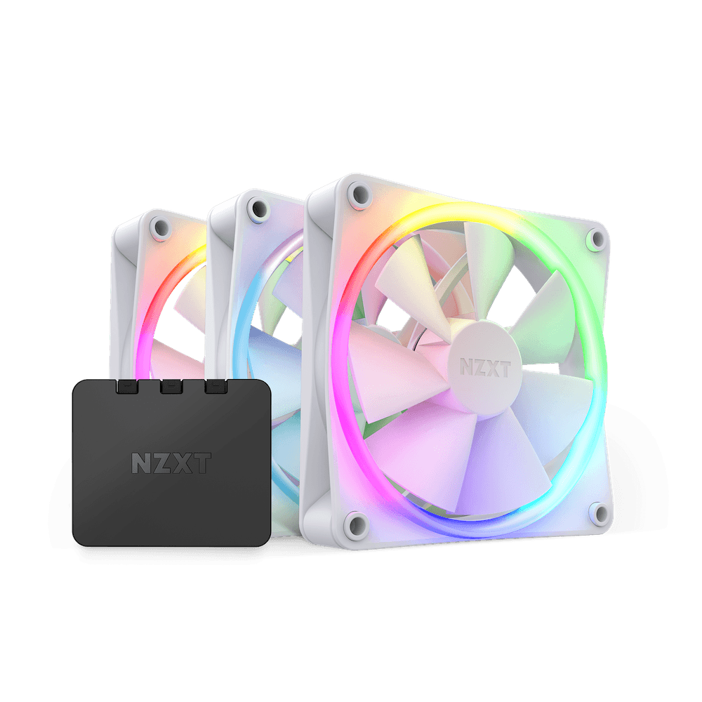 NZXT NZXT F120 RGB Fans - RF-R12TF-W1 - Advanced RGB Lighting Customization - Whisper Quiet Cooling - Triple (RGB Fan & Controller Included) - 120mm Fan - White - product view 2 of 5