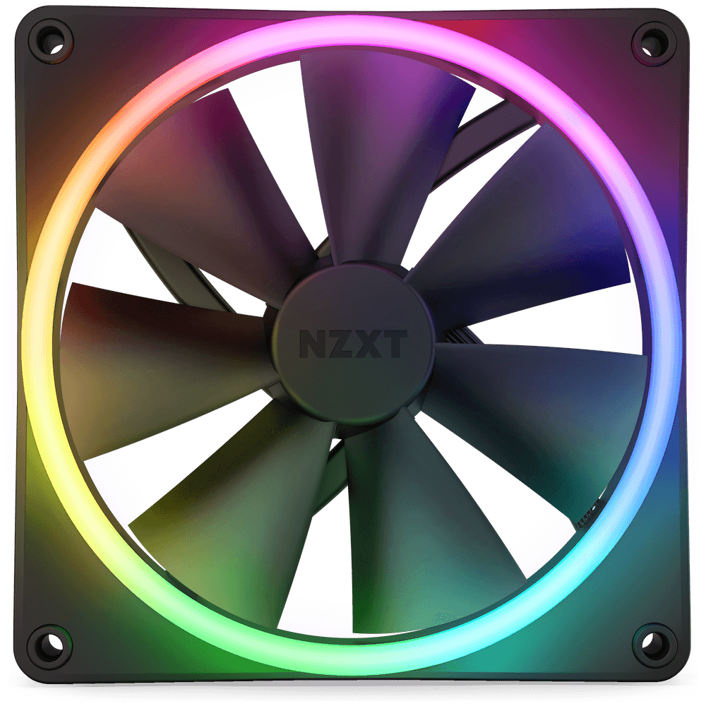 NZXT NZXT F140 RGB DUO 140mm Dual-sided RGB Fan, Fluid Dynamic Bearing, RGB Lighting, Up to 1800 RPM Speed, 84.75 CFM Airflow, Quiet and Cool, Black | RF-D14SF-B1 - product view 2 of 4