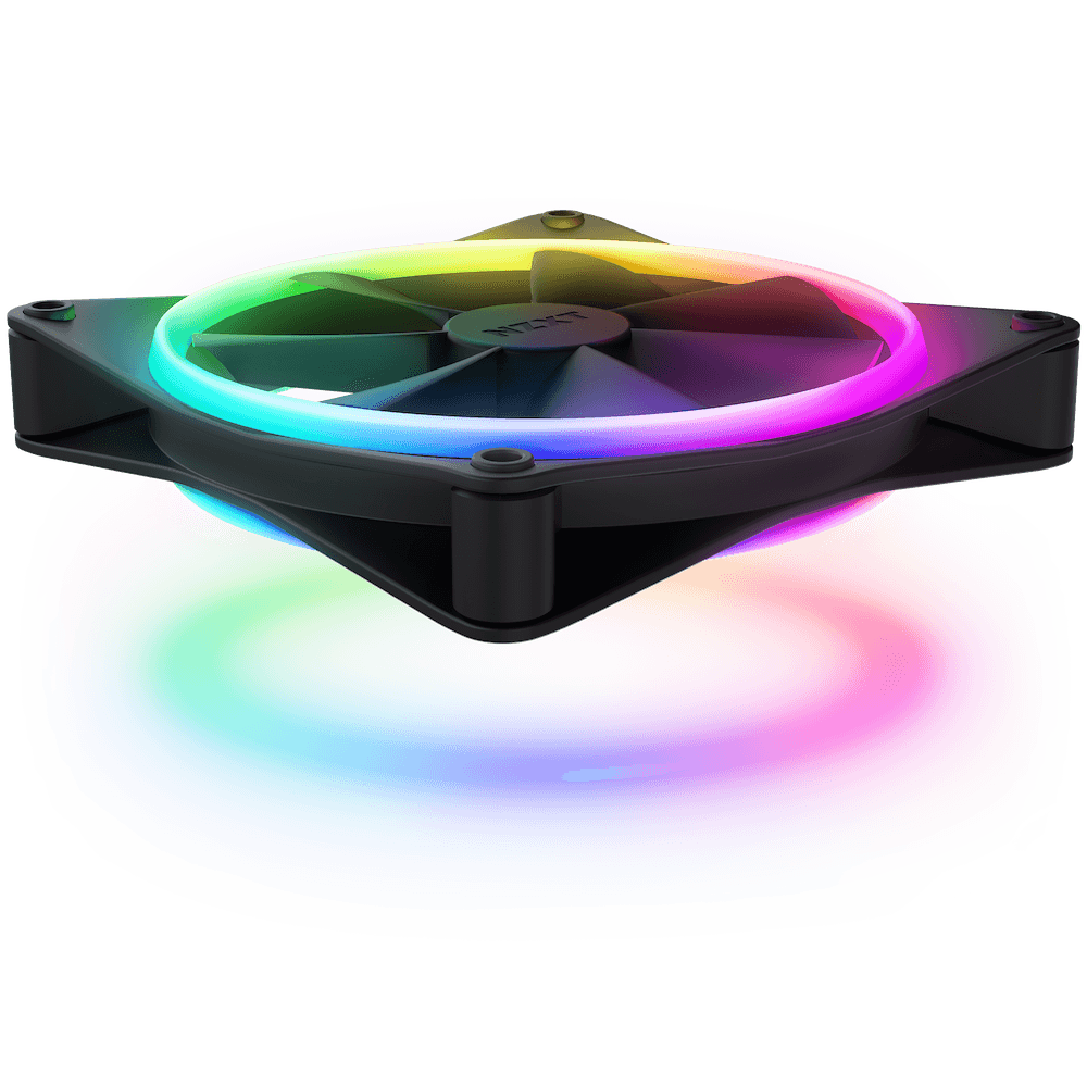 NZXT NZXT F140 RGB DUO 140mm Dual-sided RGB Fan, Fluid Dynamic Bearing, RGB Lighting, Up to 1800 RPM Speed, 84.75 CFM Airflow, Quiet and Cool, Black | RF-D14SF-B1 - product view 3 of 4