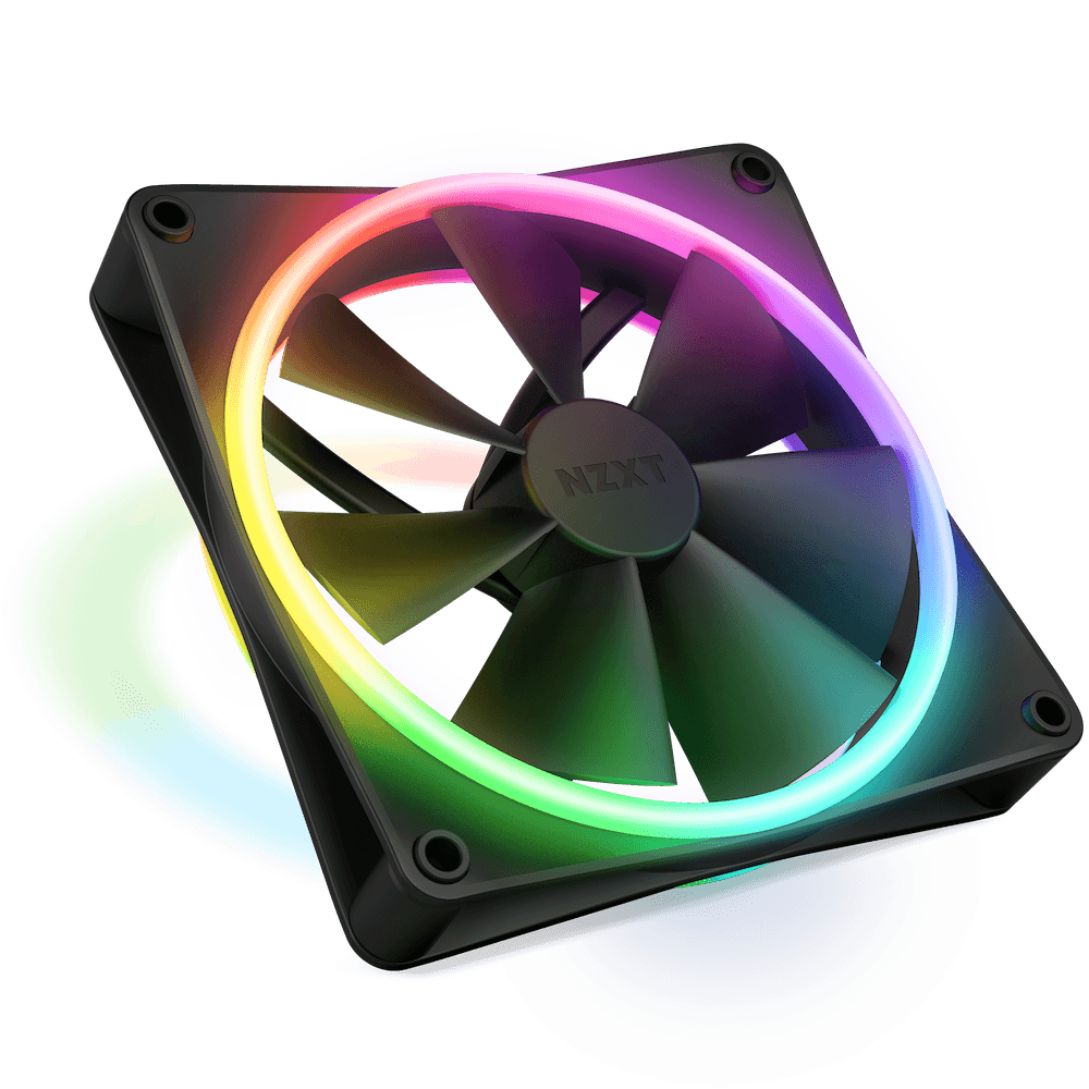 NZXT NZXT F140 RGB DUO 140mm Dual-sided RGB Fan, Fluid Dynamic Bearing, RGB Lighting, Up to 1800 RPM Speed, 84.75 CFM Airflow, Quiet and Cool, Black | RF-D14SF-B1 - product view 1 of 4