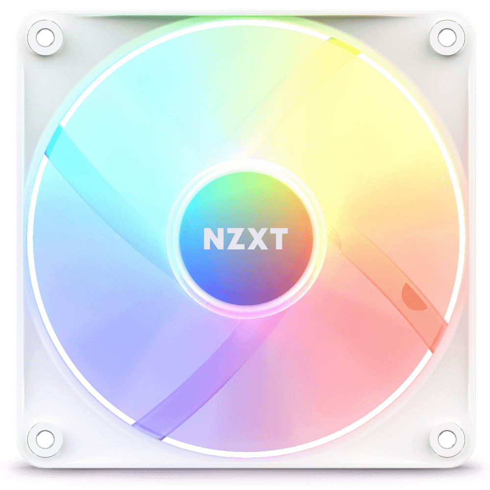 NZXT NZXT F120 RGB Core 120mm Hub-Mounted RGB Fan, Sublime RGB Lighting, Up to 1800 RPM Speed, 78.86 CFM, Fluid Dynamic Bearing, 8 LEDs, Superior Heat Dissipation, Single Pack, White | RF-C12SF-W1 - product view 2 of 4