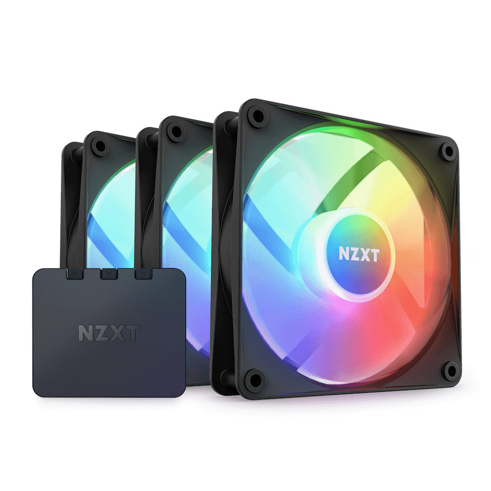 NZXT Nzxt F120 RGB Core Triple Pack 3 X 120mm Hub-Mounted RGB Fans & Controller - Black | RF-C12TF-B1 - product view 3 of 4