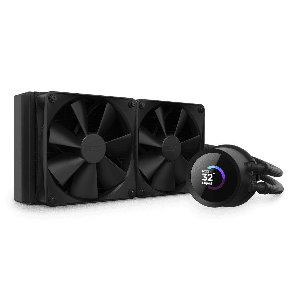 NZXT NZXT Kraken 240 AIO Liquid Cooler with 1.54??? Square LCD Display, 240mm Radiator, Copper Housing Water Block, 2x F120P SPF Fan, 1800 RPM Fan Speed , 78.02 CFM Air Flow, Black | RL-KN240-B1 - product view 1 of 4