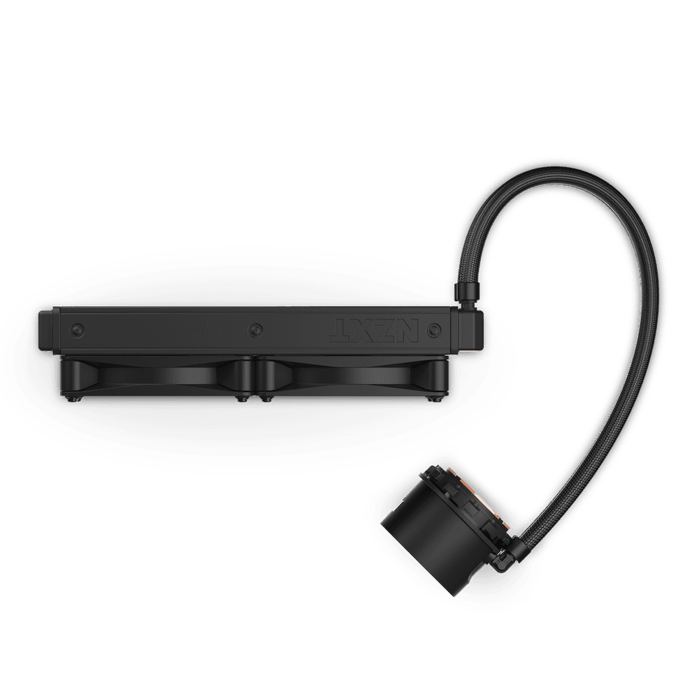 NZXT NZXT Kraken 240 AIO Liquid Cooler with 1.54??? Square LCD Display, 240mm Radiator, Copper Housing Water Block, 2x F120P SPF Fan, 1800 RPM Fan Speed , 78.02 CFM Air Flow, Black | RL-KN240-B1 - product view 3 of 4
