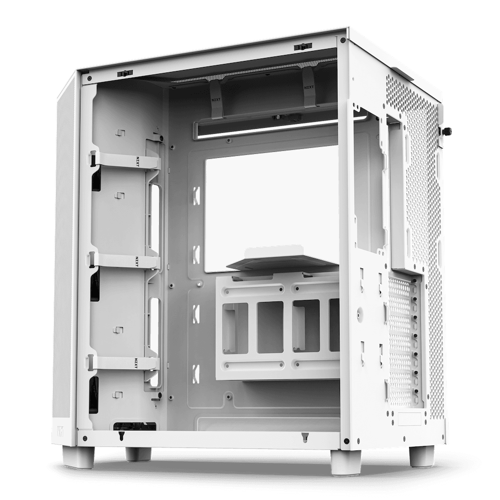 NZXT NZXT H6 Flow Compact Dual-Chamber Airflow Mid-Tower ATX Case, Panoramic Glass Panels, Up to 360 mm Radiator & 3x 120mm F120Q Fans, Cable Management, USB-C 3.2 / USB-A 3.2, White | CC-H61FW-01 - product view 3 of 6