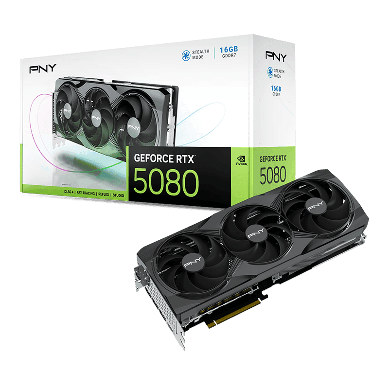 PNY GeForce RTX 5080 Triple Fan 16GB DDR7 Graphics Card GPU, 10,752 CUDA Cores, Blackwell Architecture | VCG508016TFXPB1 – Buy Online
