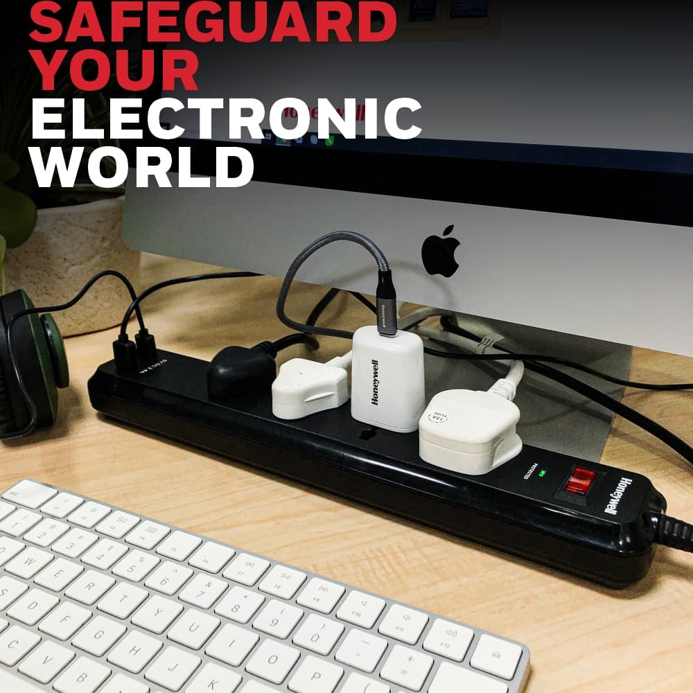 HIKVISION Honeywell 4 Socket Surge Protector with 2 USB - product view 1 of 5