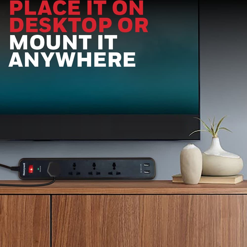 HIKVISION Honeywell 4 Socket Surge Protector with 2 USB - product view 3 of 5