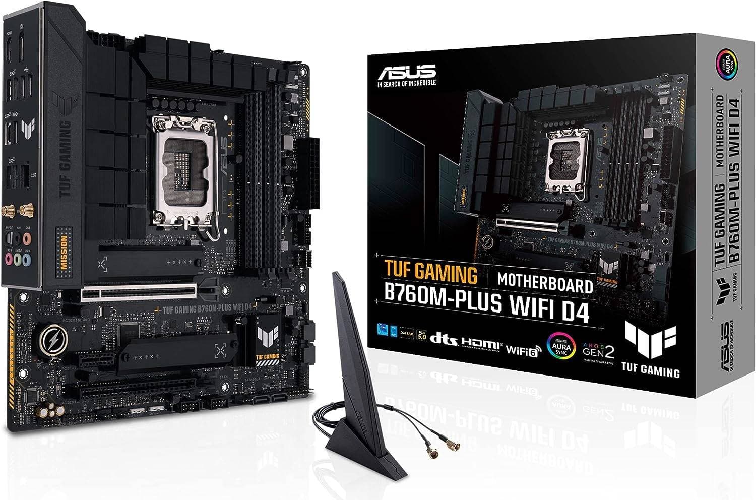 Asus ASUS TUF Gaming B760M-PLUS WIFI D4 LGA1700 mATX Motherboard, 4x DDR4 DIMM /128GB Max Memory, Wi-Fi 6 / BT 5.2 / 2.5Gb ETH, PCIe 5.0, 2 x M.2, USB 3.2 Type-C / Thunderbolt, HDMI / DP | 90MB1DG0-M0EAY0 - product view 3 of 4