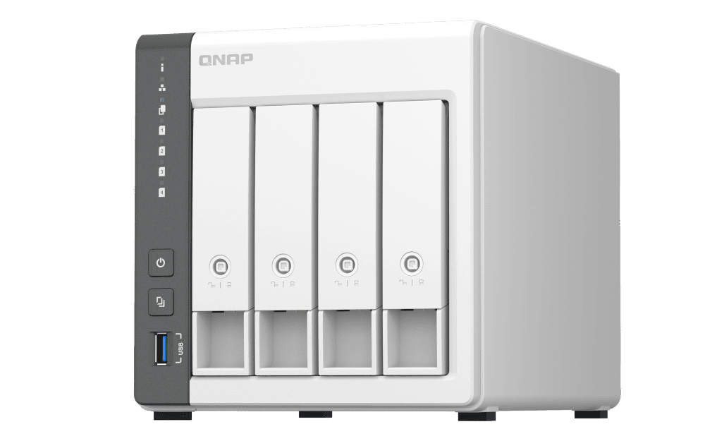 QNAP TS-433 4 Bay NAS, ARM 4-core Cortex-A55 2.0GHz Processor, 4 GB RAM, 4x 3.5-inch SATA 6Gb/s, 3Gb/s, 5 Gigabit Ethernet Port, 90W Power Supply, White | TS-433-4G-US – Buy Online