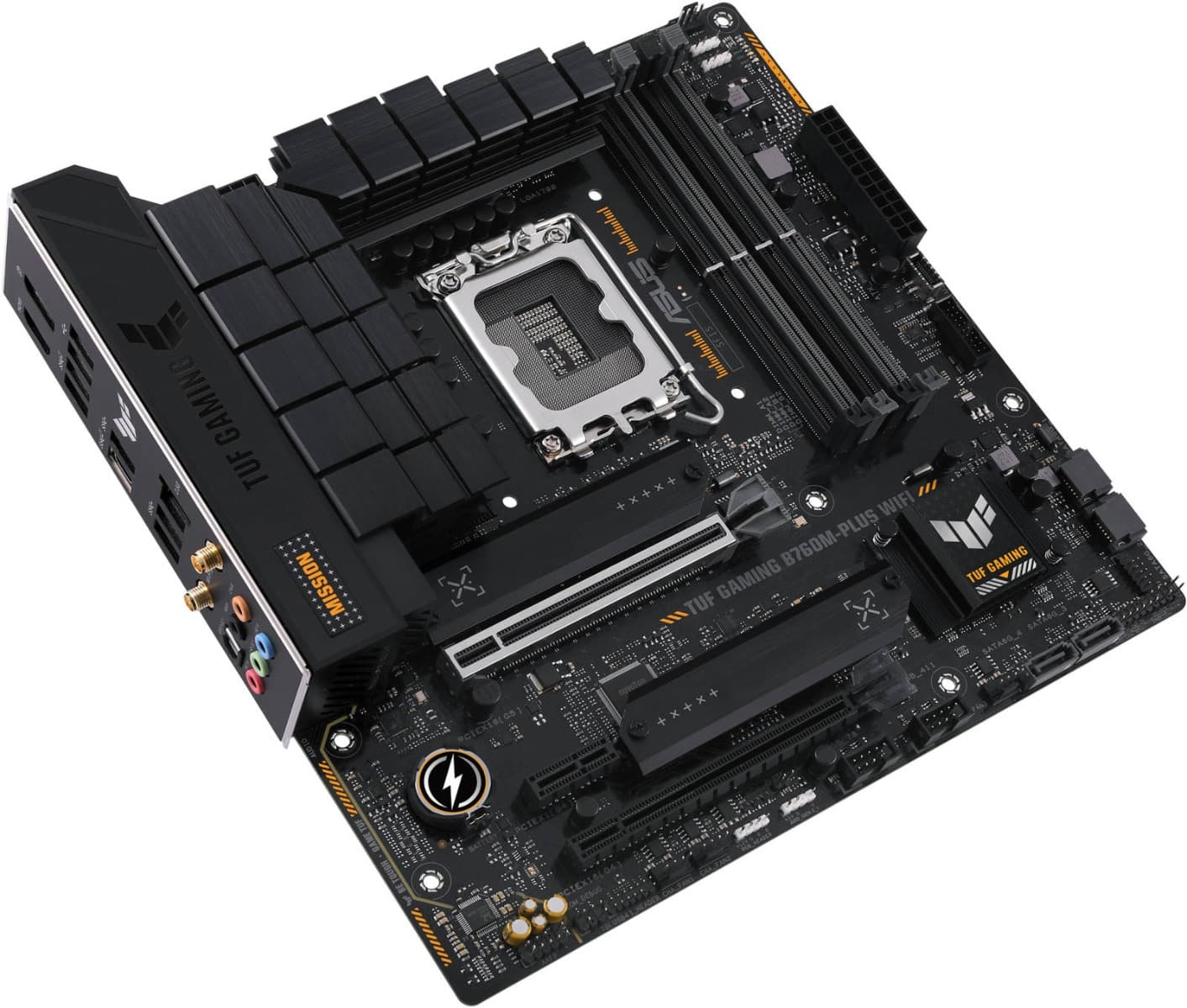 Asus ASUS TUF Gaming B760M-PLUS WIFI LGA1700 mATX Motherboard, 4x DDR5 DIMM /192GB Max Memory, Wi-Fi 6 / BT 5.2 / 2.5Gb ETH, PCIe 5.0, 2 x M.2, USB 3.2 Type-C / Thunderbolt, HDMI / DP | 90MB1ET0-M0EAY0 - product view 3 of 5
