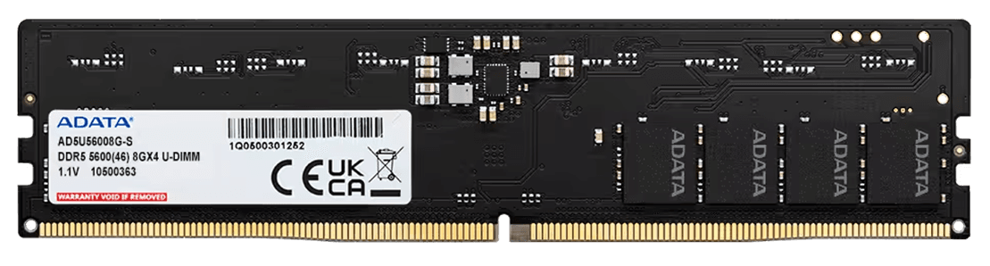 ADATA 8GB DDR5 5600MHz Desktop Memory, U-DIMM, On-Die ECC, PMIC Power Management, 1.1V Next-Gen PC RAM | AD5U56008G-S – Buy Online
