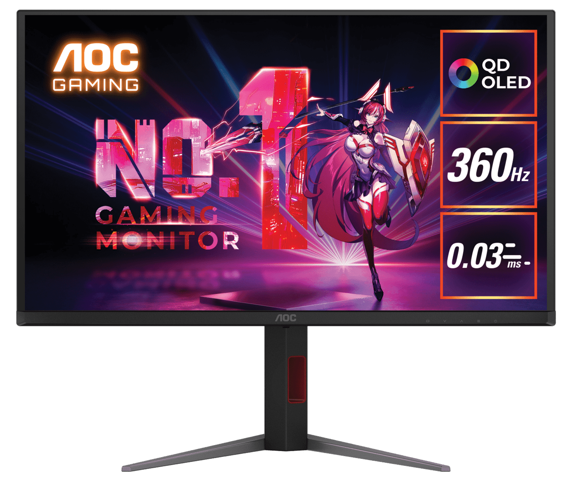 AOC Q27G4SD/89 27-Inch QD-OLED Gaming Monitor, 2K 2560x1440, 360Hz Refresh Rate, 0.03ms Response Time, Black & Red | Q27G4SD/89 – Buy Online