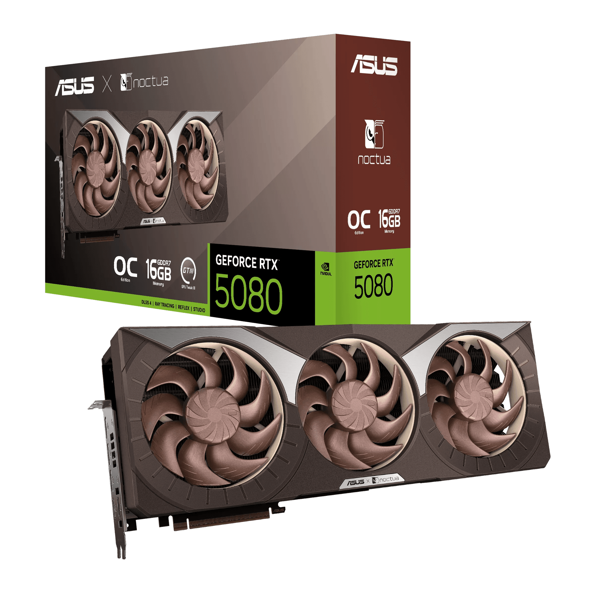 ASUS GeForce RTX 5080 16GB GDDR7 Noctua OC Edition Graphics Card, 1801 TOPs AI Performance, PCIe 5.0, 4-Slot Cooling, 0dB Technology | 90YV0M32-M0NA00 – Buy Online