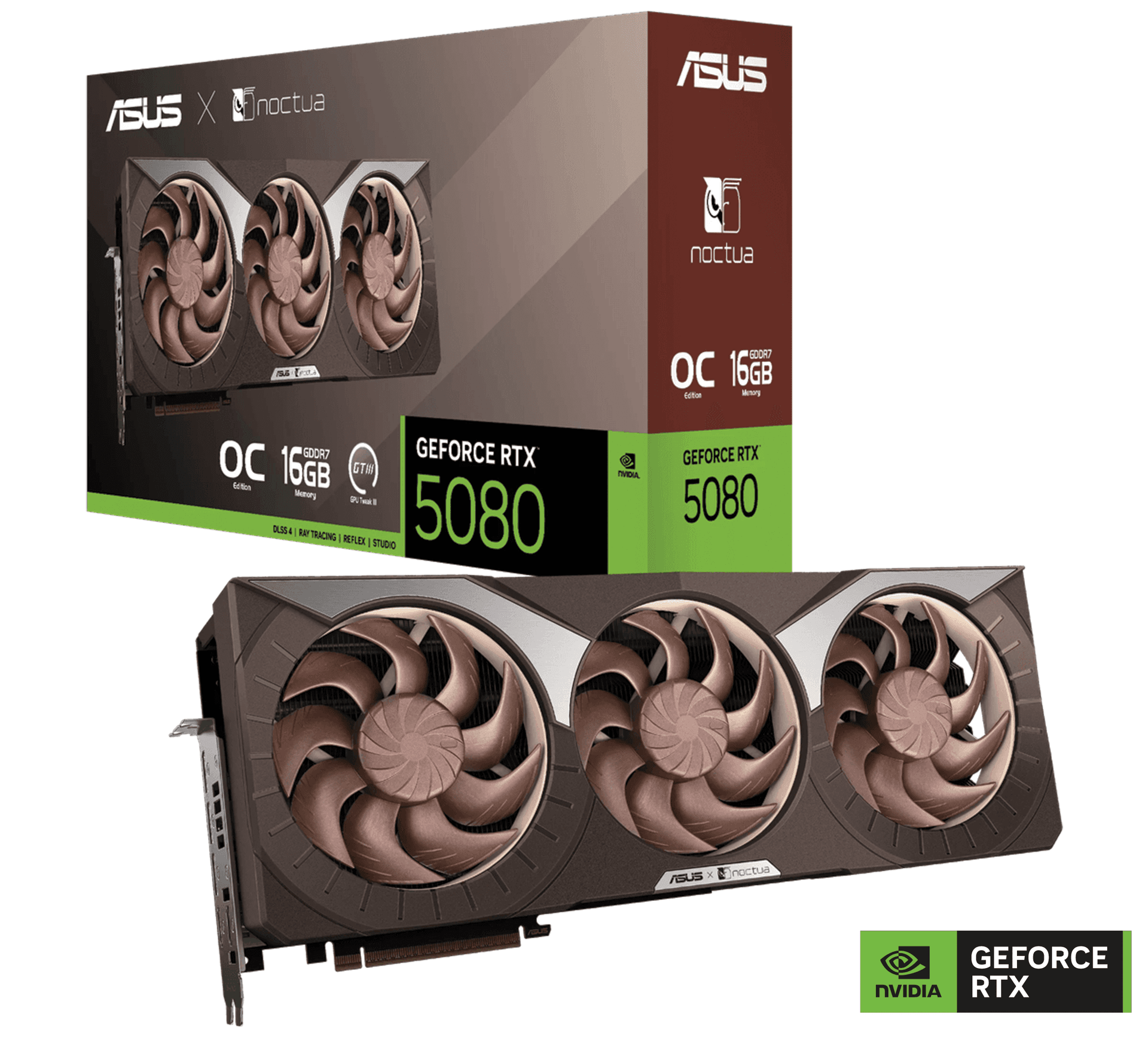 ASUS GeForce RTX 5080 16GB GDDR7 Noctua OC Edition Graphics Card, 1801 TOPs AI Performance, PCIe 5.0, 4-Slot Cooling, 0dB Technology | 90YV0M32-M0NA00 – Buy Online
