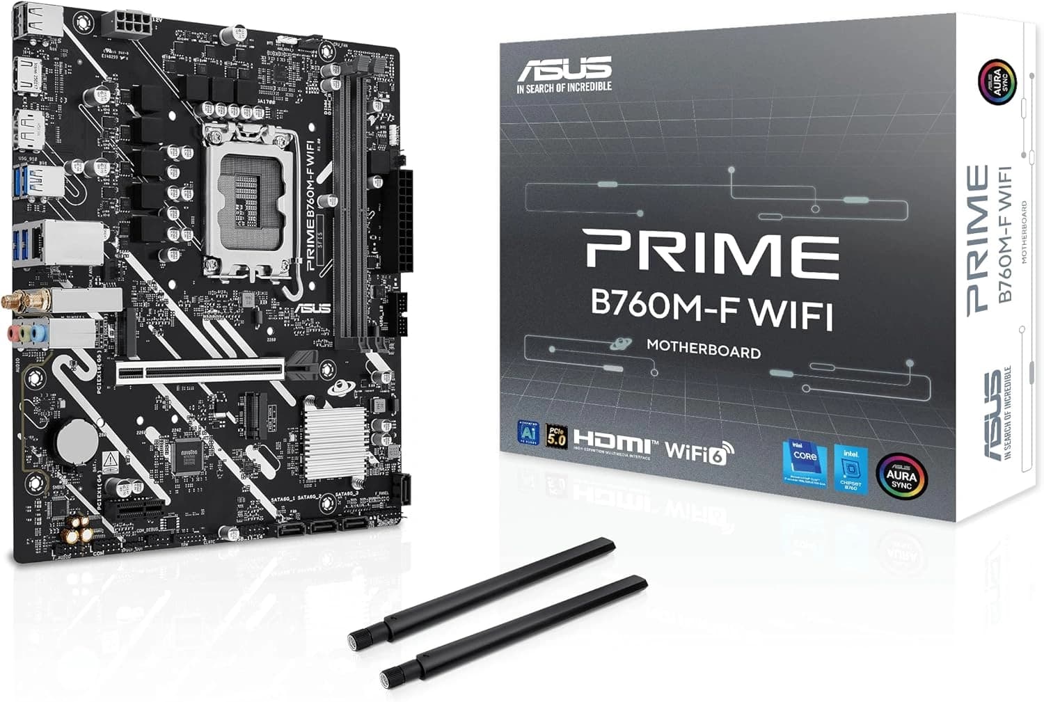 ASUS Prime B760M-F WIFI DDR5 Intel LGA1700 Micro-ATX Motherboard, PCIe 5.0, WiFi 6, 13th Gen Ready, Aura Sync | 90MB1N00-M0EAY0 – Buy Online
