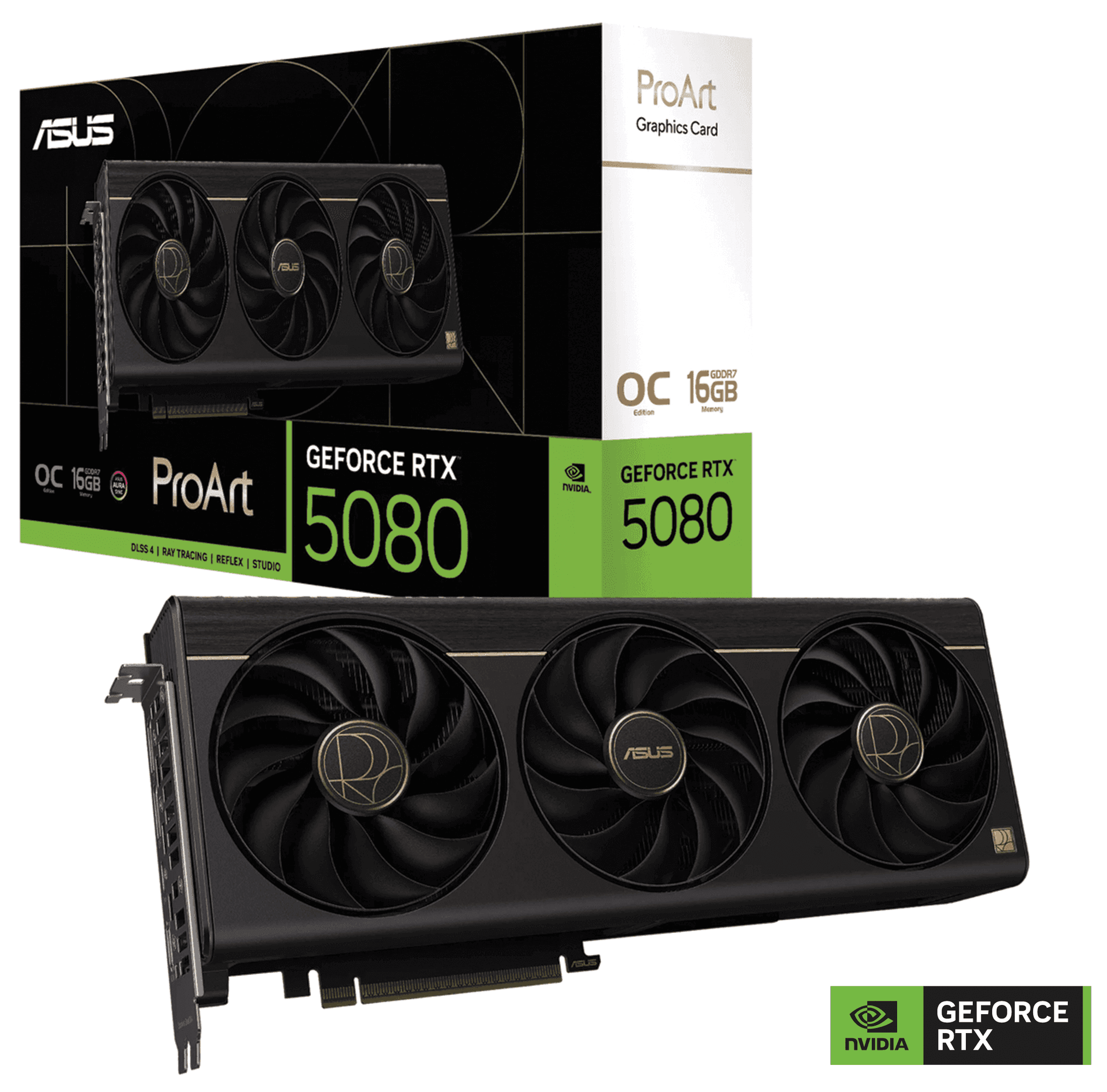 ASUS ProArt GeForce RTX 5080 16GB GDDR7 OC Edition Graphics Card, NVIDIA Blackwell Architecture, USB-C Video Out, PCIe 5.0, 2.5-Slot Design | 90YV0N30-M0NA00 – Buy Online