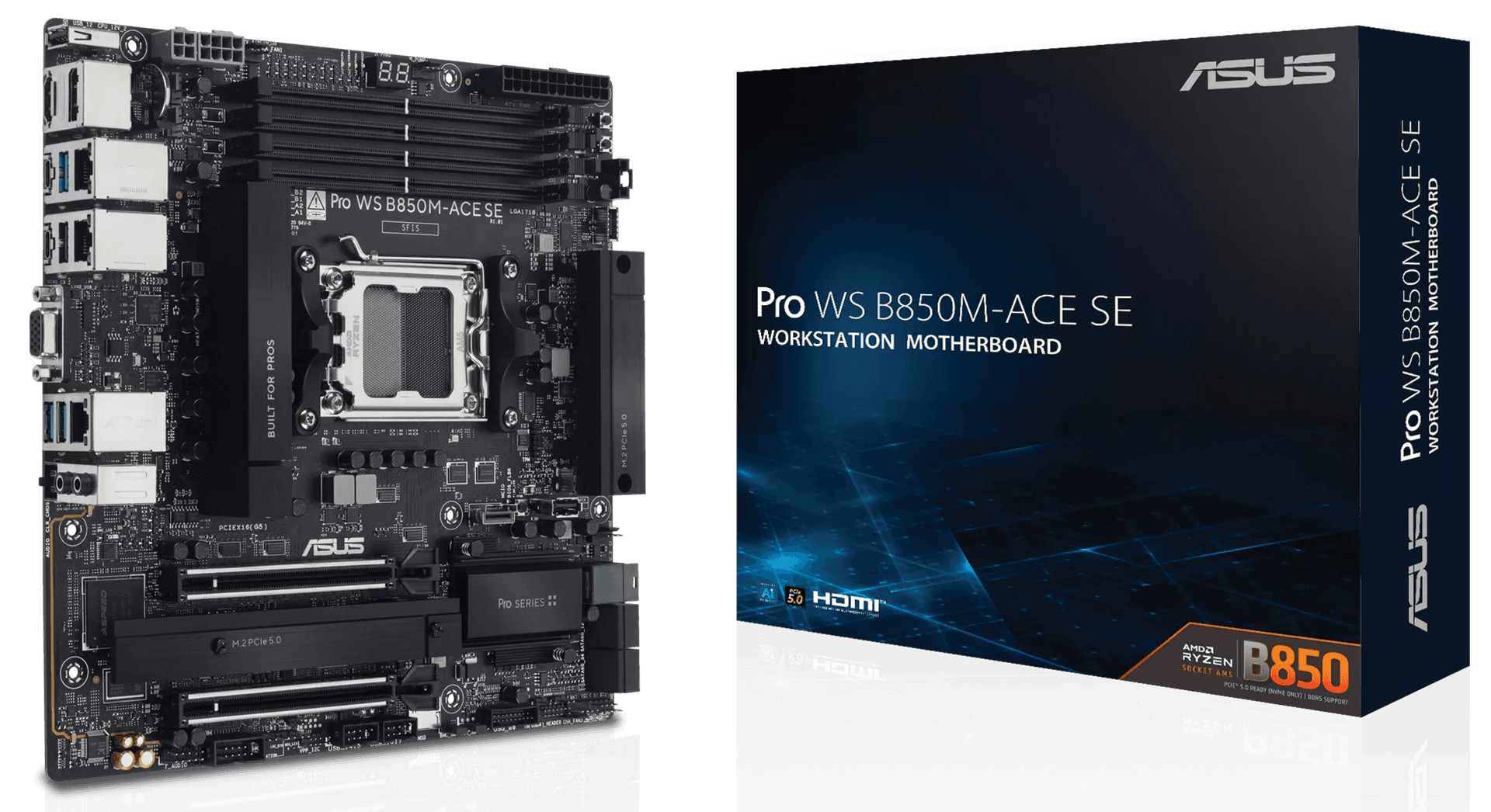 ASUS Pro WS B850M-ACE SE Workstation Motherboard, AMD AM5, DDR5, PCIe 5.0, 10Gb LAN, IPMI | 90MB1MN0-M0EAY0 – Buy Online