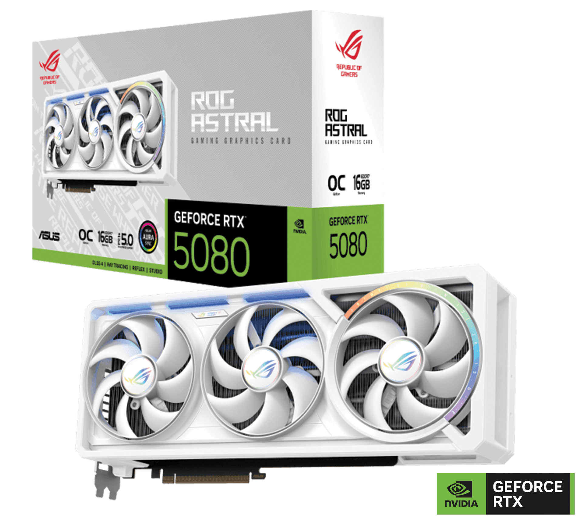 ASUS ROG Astral NVIDIA GeForce RTX 5080 16GB GDDR7 WHITE OC Edition Graphics Card, 256-bit 30 Gbps, 10752 CUDA Core, 1899 AI TOPS, Quad-Fan Force | 90YV0LV4-M0NA00 – Buy Online