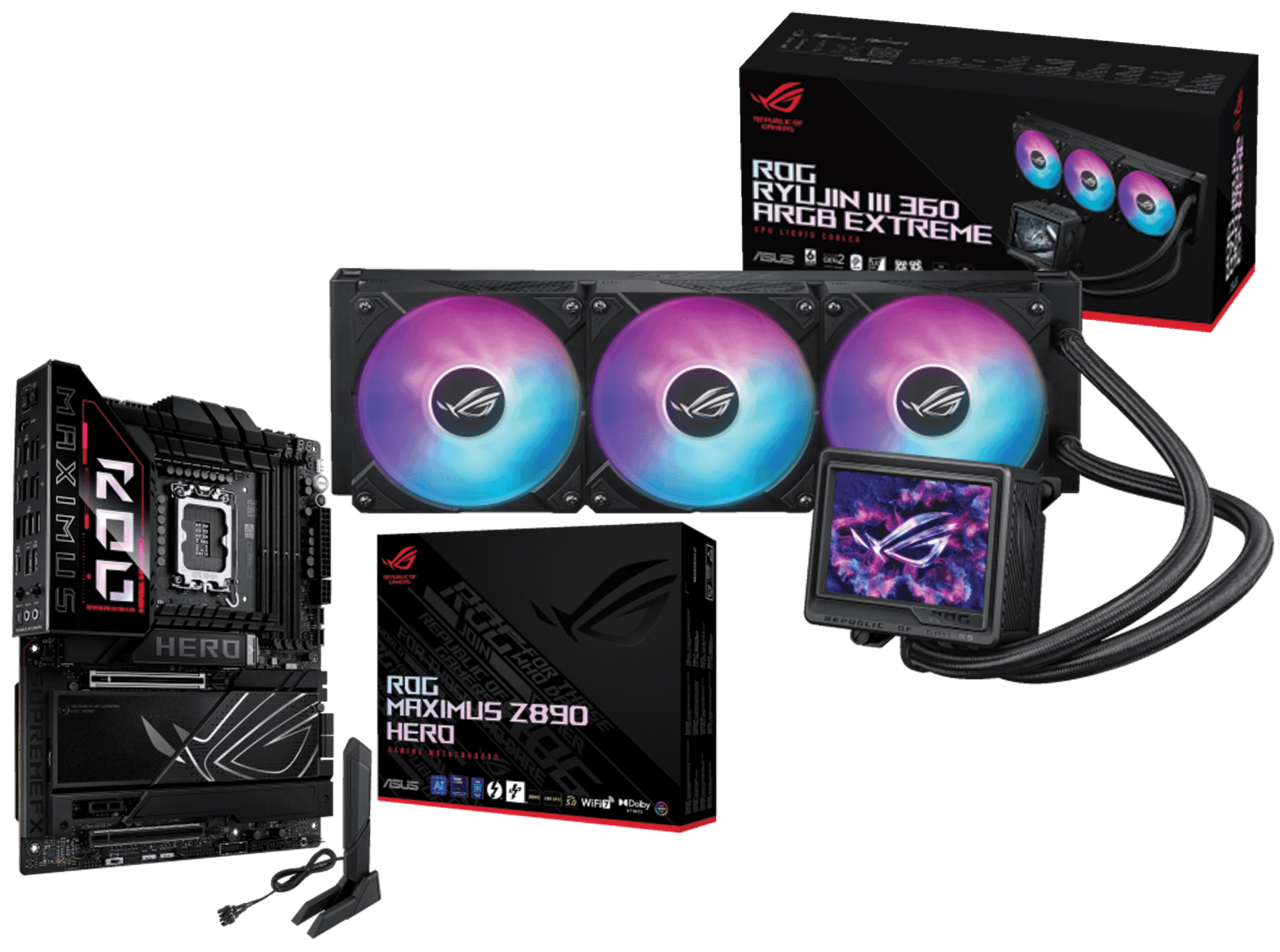 ASUS ROG Maximus Z890 Hero Intel Ultra LGA 1851 Motherboard, ROG Ryujin III 360 ARGB Extreme Liquid Cooler, 3.5" LCD, PC Upgrade Bundle – Buy Online