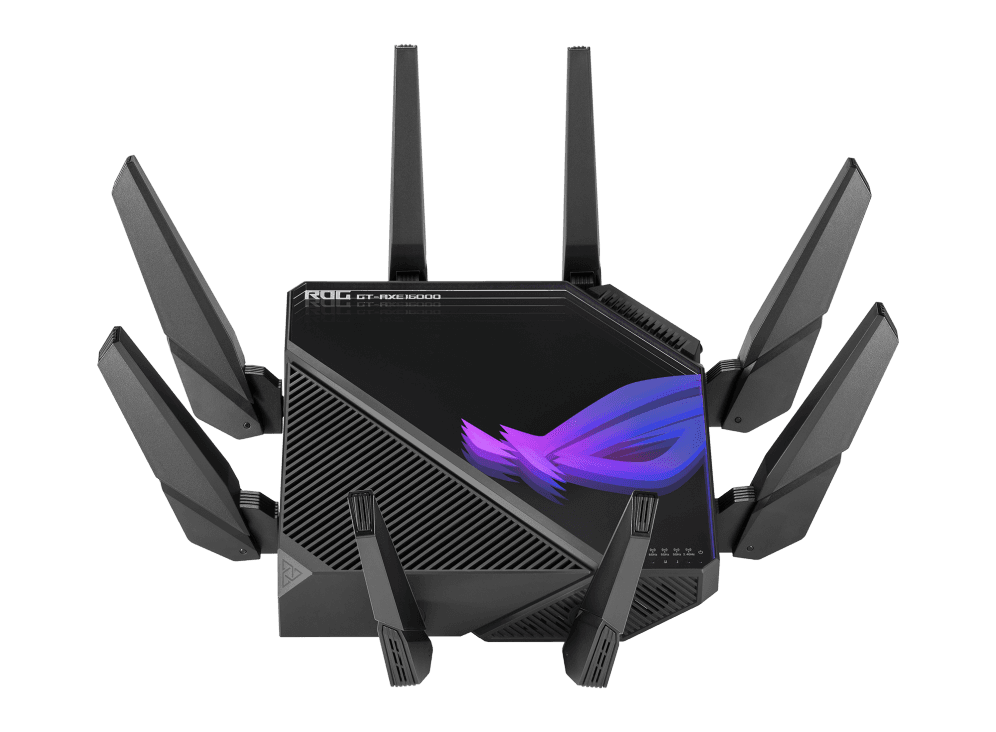 ASUS ROG Rapture GT-AXE16000 Quad-Band WiFi 6E Gaming Router, Quad-Band 6E, Dual 10G Ports, 6GHz Band, Aura RGB, ASUS AiMesh | 90IG06W0-MU2A10 – Buy Online
