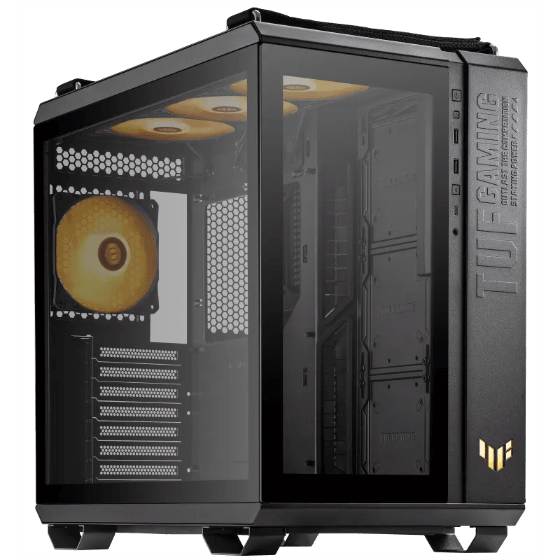 ASUS TUF Gaming GT502 PLUS ATX Mid-Tower Gaming PC Case, Dual Tempered Glass Panels, 4x Pre-Installed 120mm Fans, ARGB Fan Hub, 360mm Radiator Support, 400mm GPU Clearance, USB 3.2 Gen 2x2 Type-C, Vertical GPU Mount Support | 90DC0090-B19010 – Buy Online