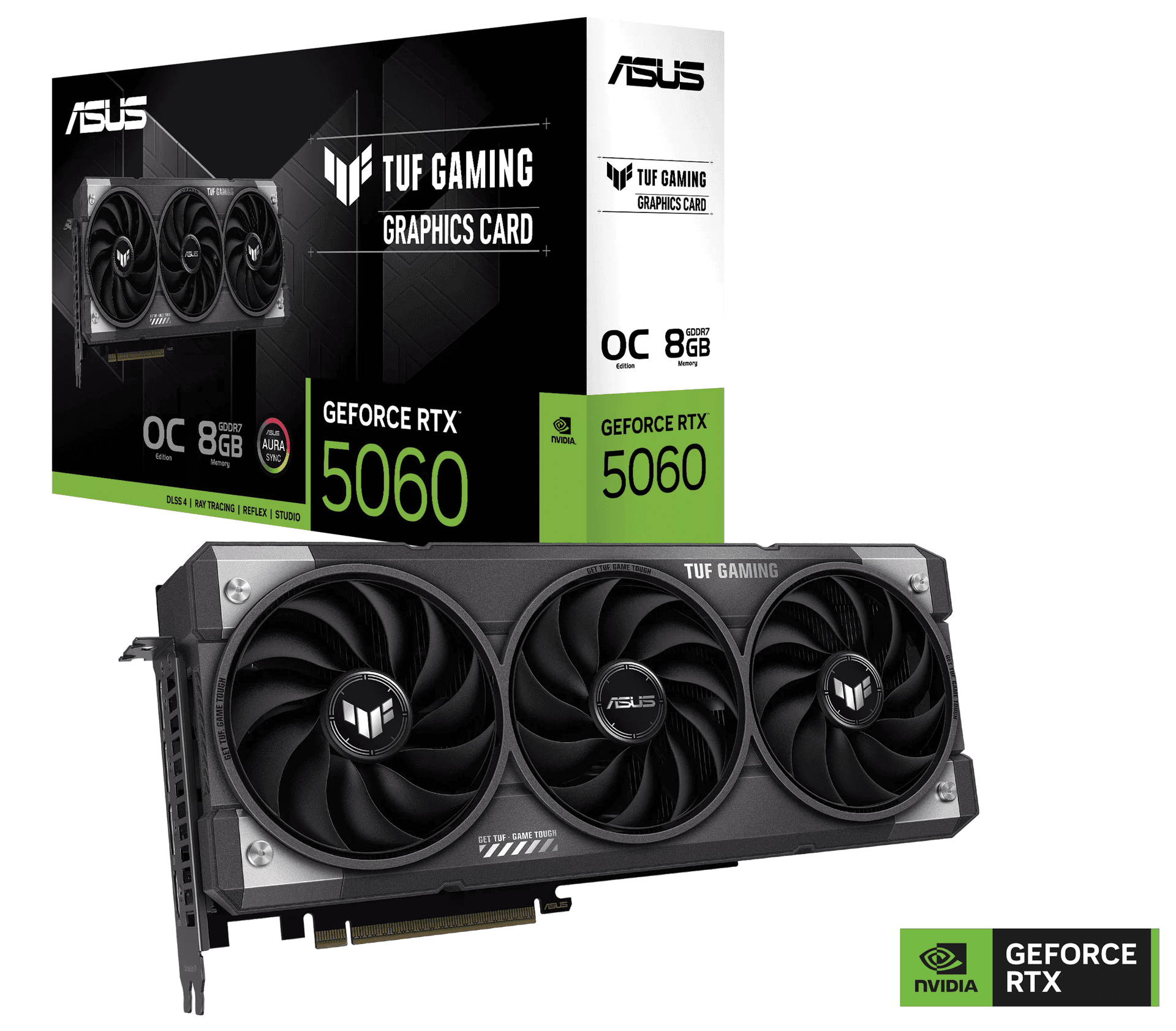 ASUS TUF Gaming GeForce RTX 5060 8GB GDDR7 OC Edition Graphic card, 128-bit 28 Gbps, 3840 CUDA Core, 2677MHz OC Clock, PCI Express 5.0, NVIDIA Blackwell Architecture | 90YV0N00-M0NA00 – Buy Online