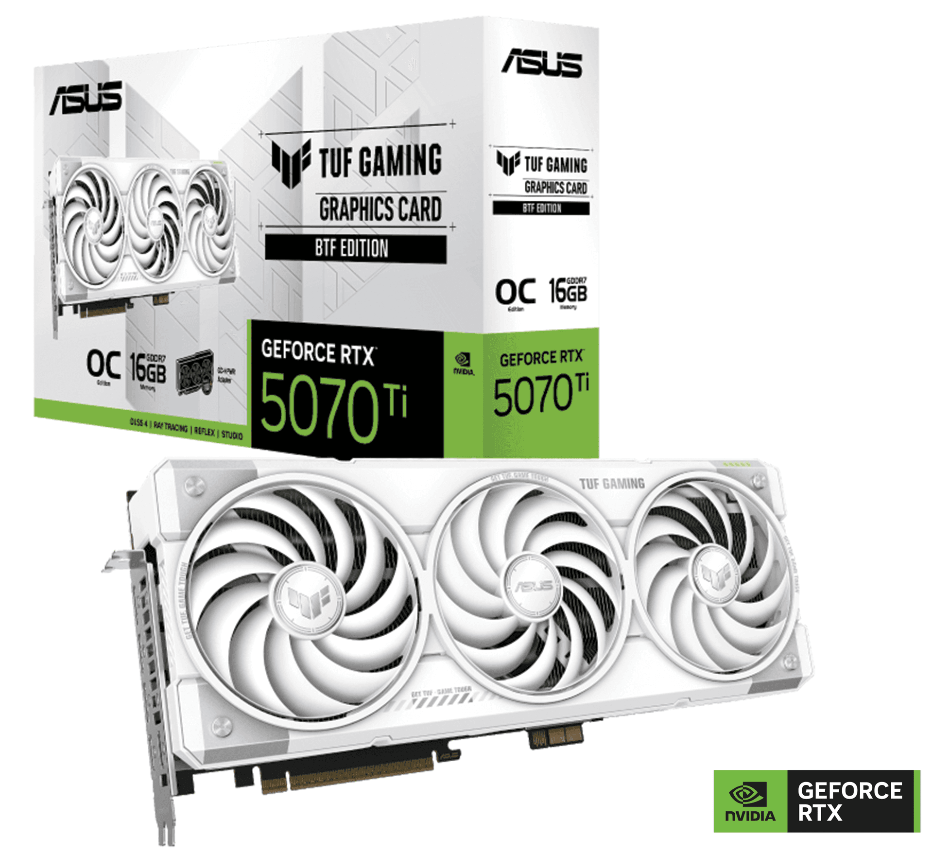 ASUS TUF Gaming NVIDIA GeForce RTX 5070 Ti 16GB GDDR7 BTF White OC Edition Graphics card, 28 Gbps 256-bit, 8960 CUDA Core, 1484 AI TOPs, PCI E 5.0 | 90YV0N60-M0NA00 – Buy Online