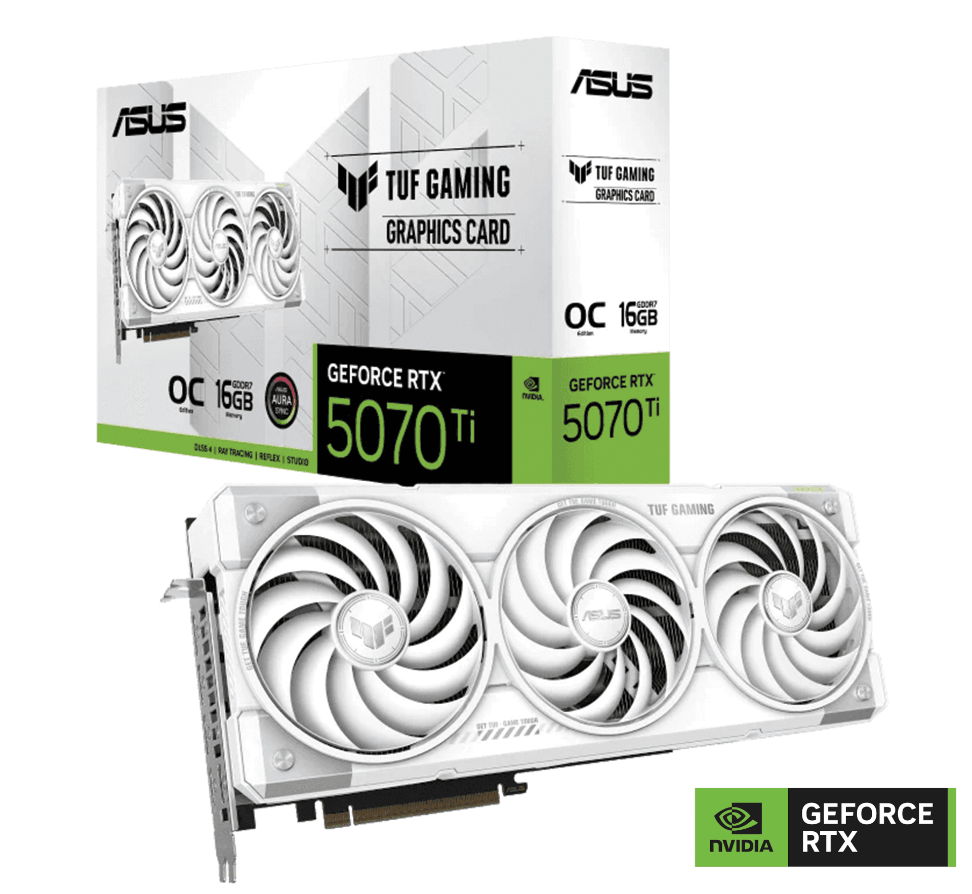 ASUS TUF Gaming NVIDIA GeForce RTX 5070 Ti 16GB GDDR7 White OC Edition Graphics Card, 256-bit 28 Gbps, 8960 CUDA Core, 1484 AI TOPS | 90YV0MD3-M0NA00 – Buy Online