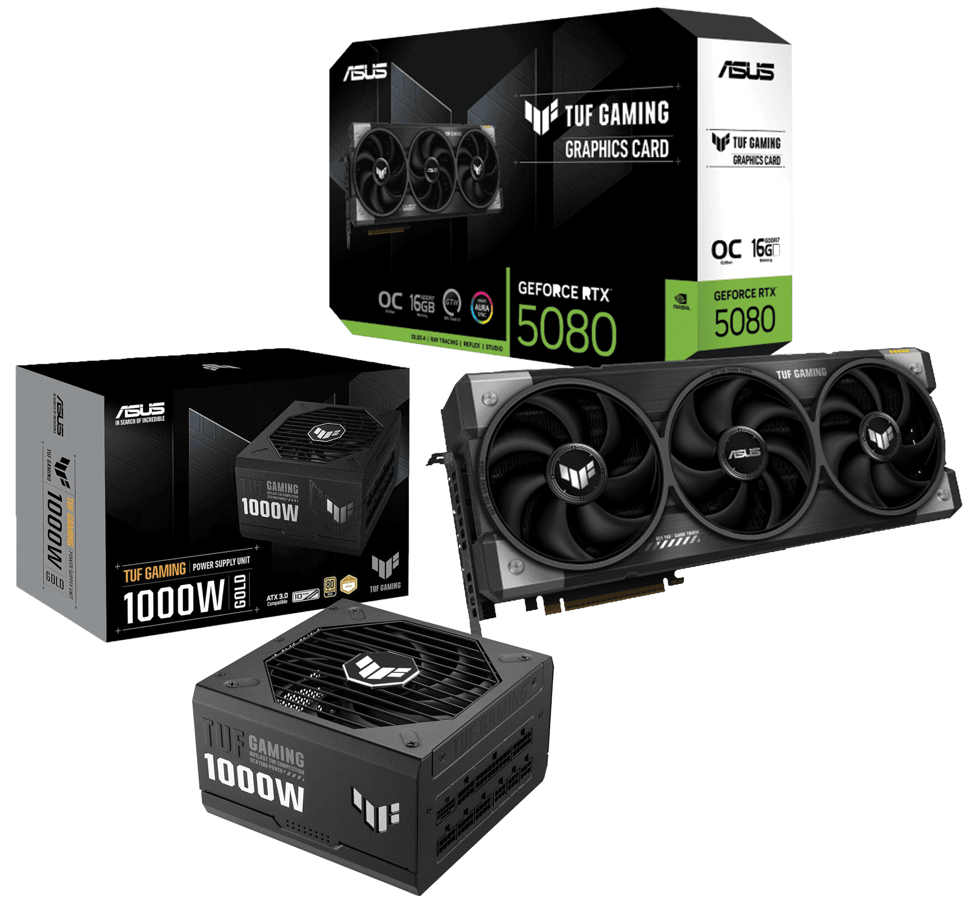 ASUS TUF Gaming RTX 5080 16GB OC Edition GDDR7 Graphics Card, TUF Gaming 1000W 80 Plus Gold ATX 3.0 Power Supply Bundle, PC Upgrade Combo, Black – Buy Online