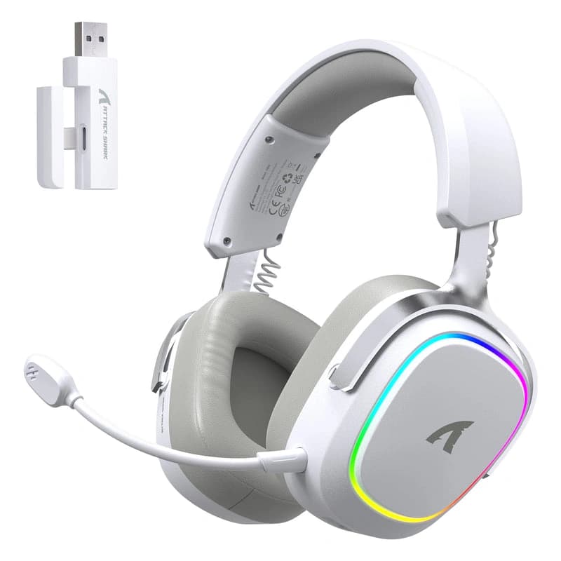 ATTACK SHARK G800 Wireless White Gaming Headset, Tri-Mode (2.4G / Bluetooth / Wired), 7.1 Surround Sound | G800 – Buy Online