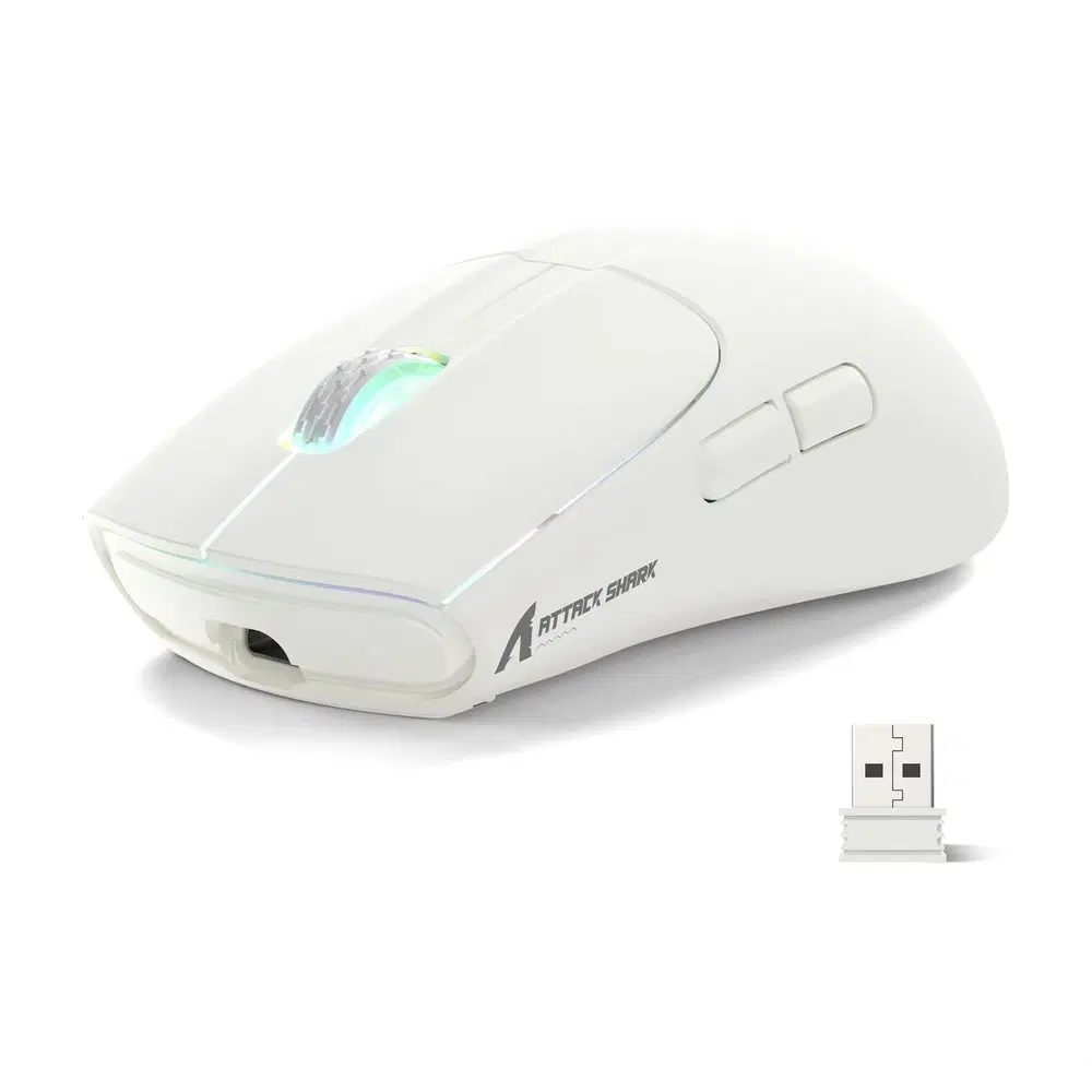ATTACK SHARK X5 Wireless White RGB Weightless Gaming Mouse,49g Featherweight Design, Tri-Mode (BT/2.4G/Wired), RGB, White | X5 – Buy Online